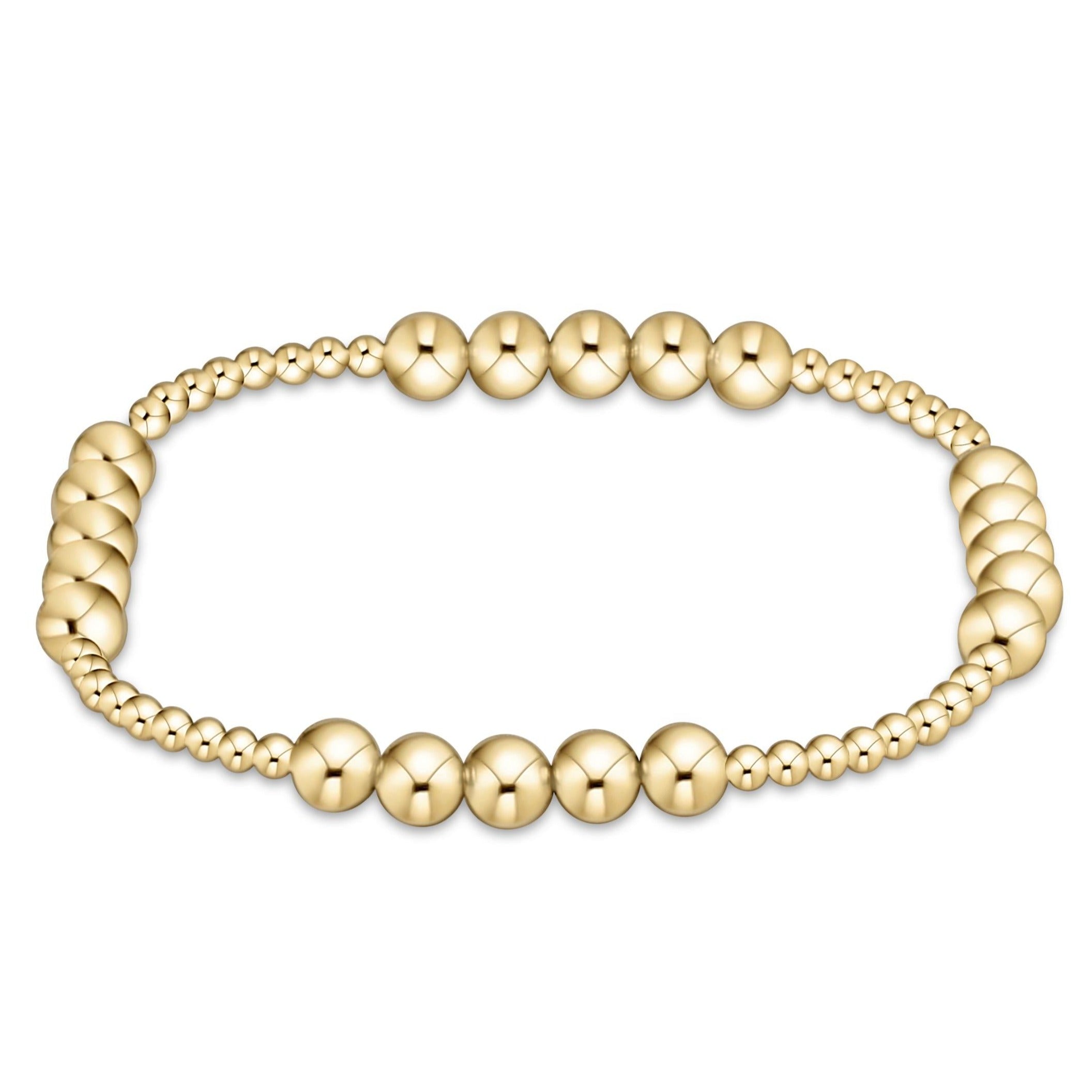 Classic Blissful Pattern 2.5 Bead Bracelet - 5mm Gold