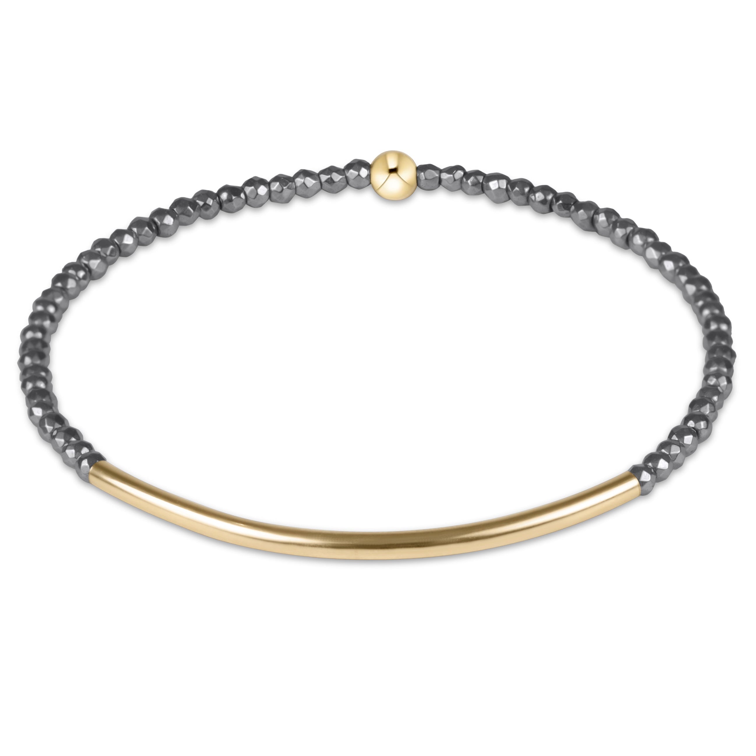 Bliss Bar Gold 2mm Silver Faceted Hematite Bracelet