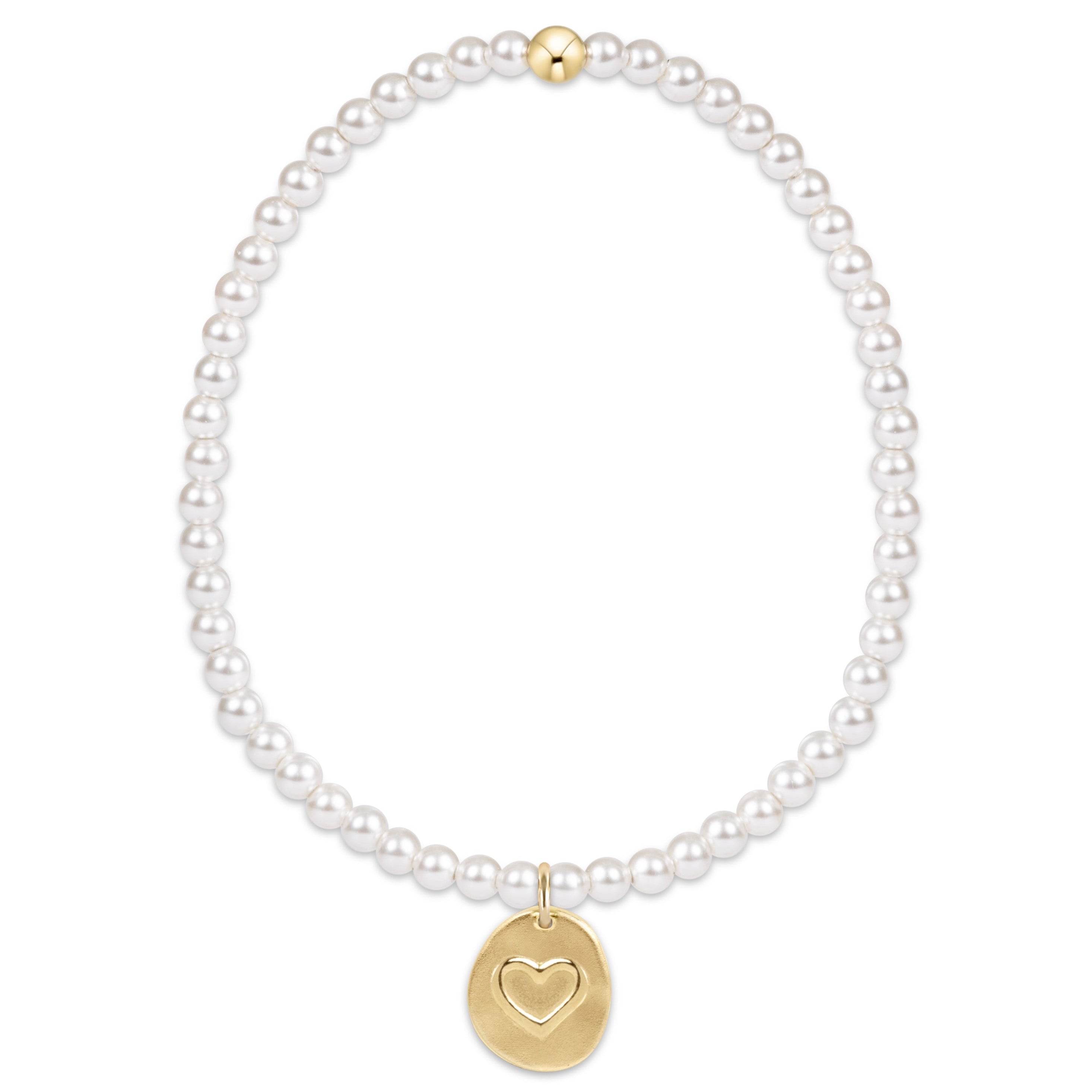 classic pearl 3mm bead bracelet - inspire love small gold charm