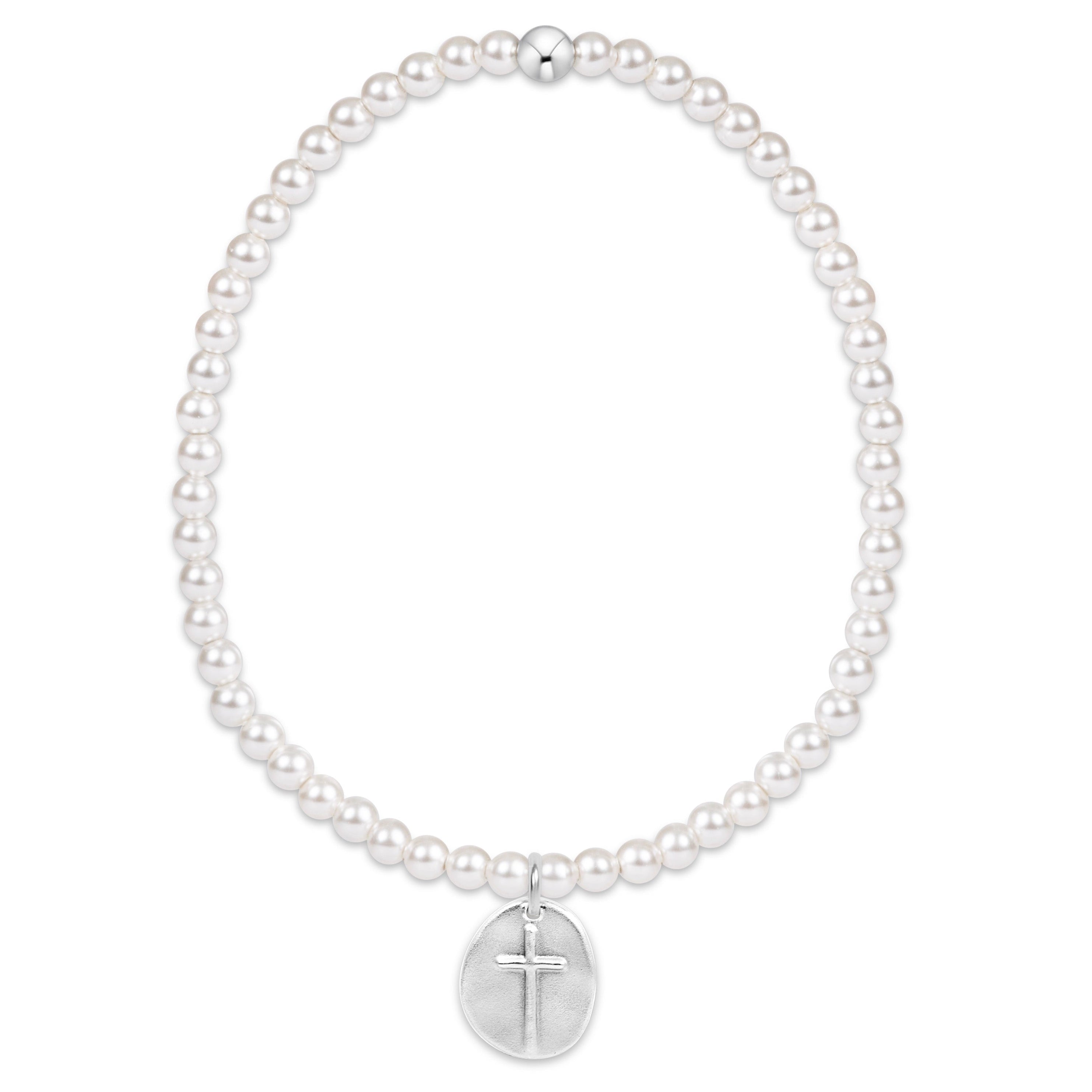 classic pearl 3mm bead bracelet - inspire small sterling charm