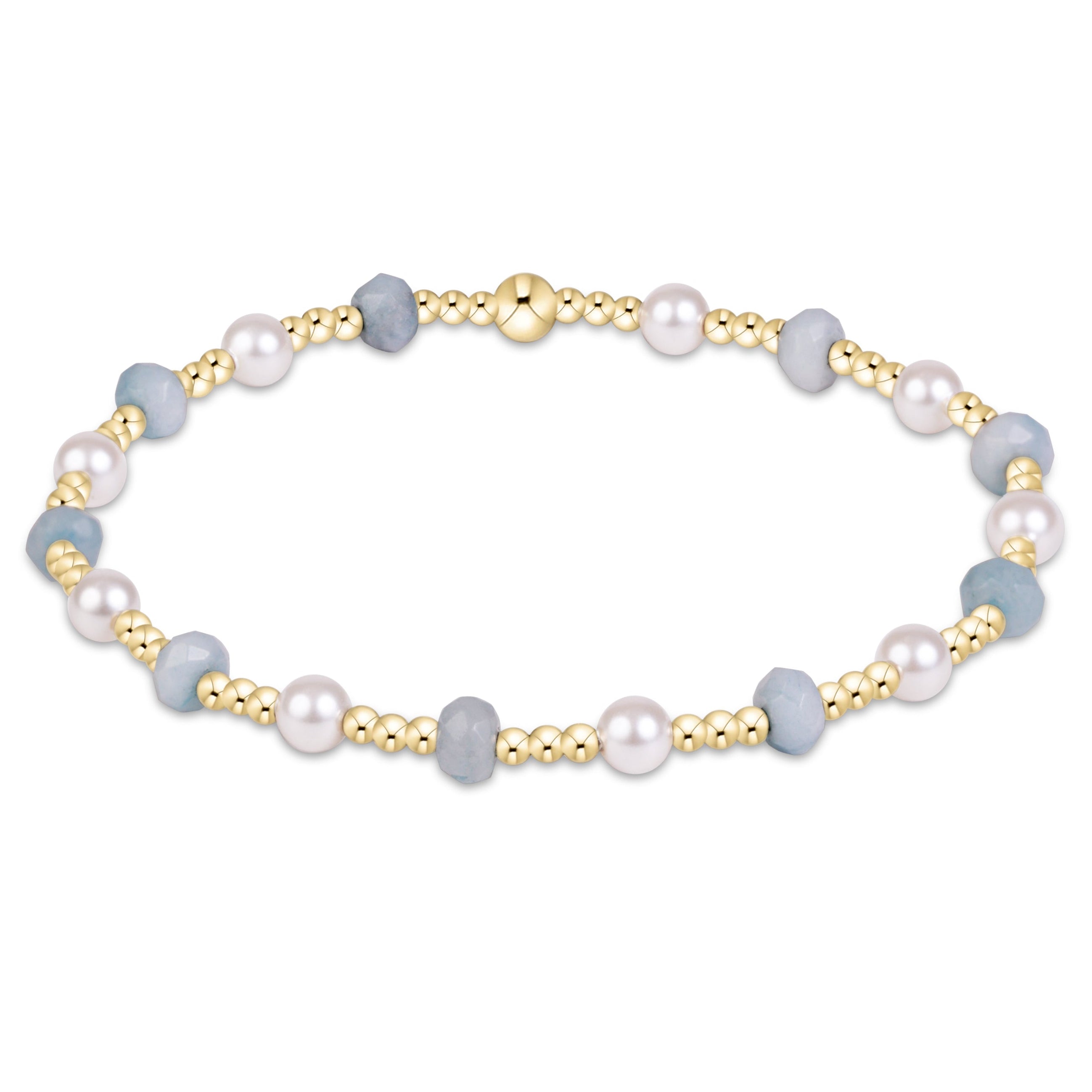 Sincerity Gemstone & Pearl 4mm Bracelet - Aquamarine
