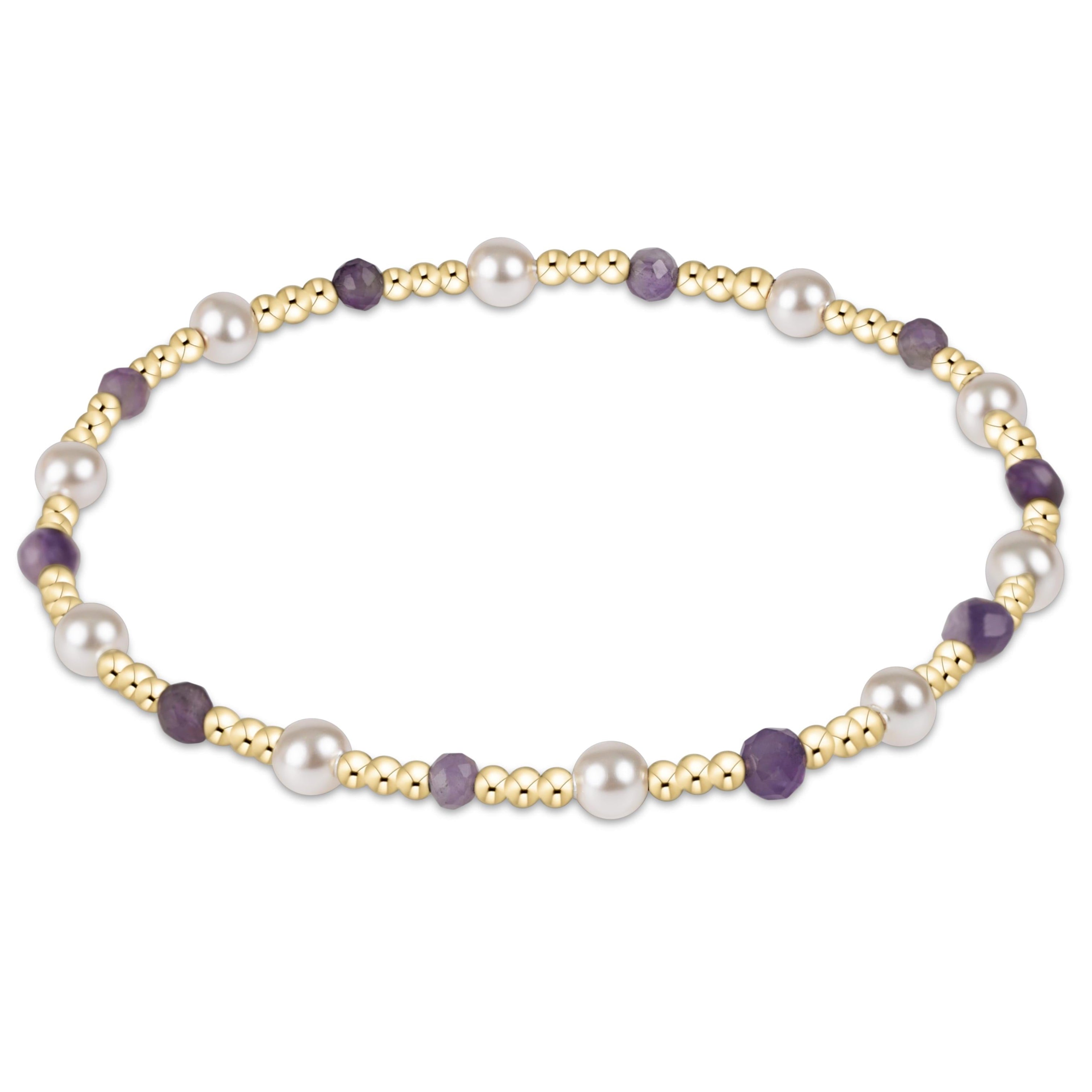 Pearl Sincerity Pattern 4mm Bead Bracelet - Amethyst