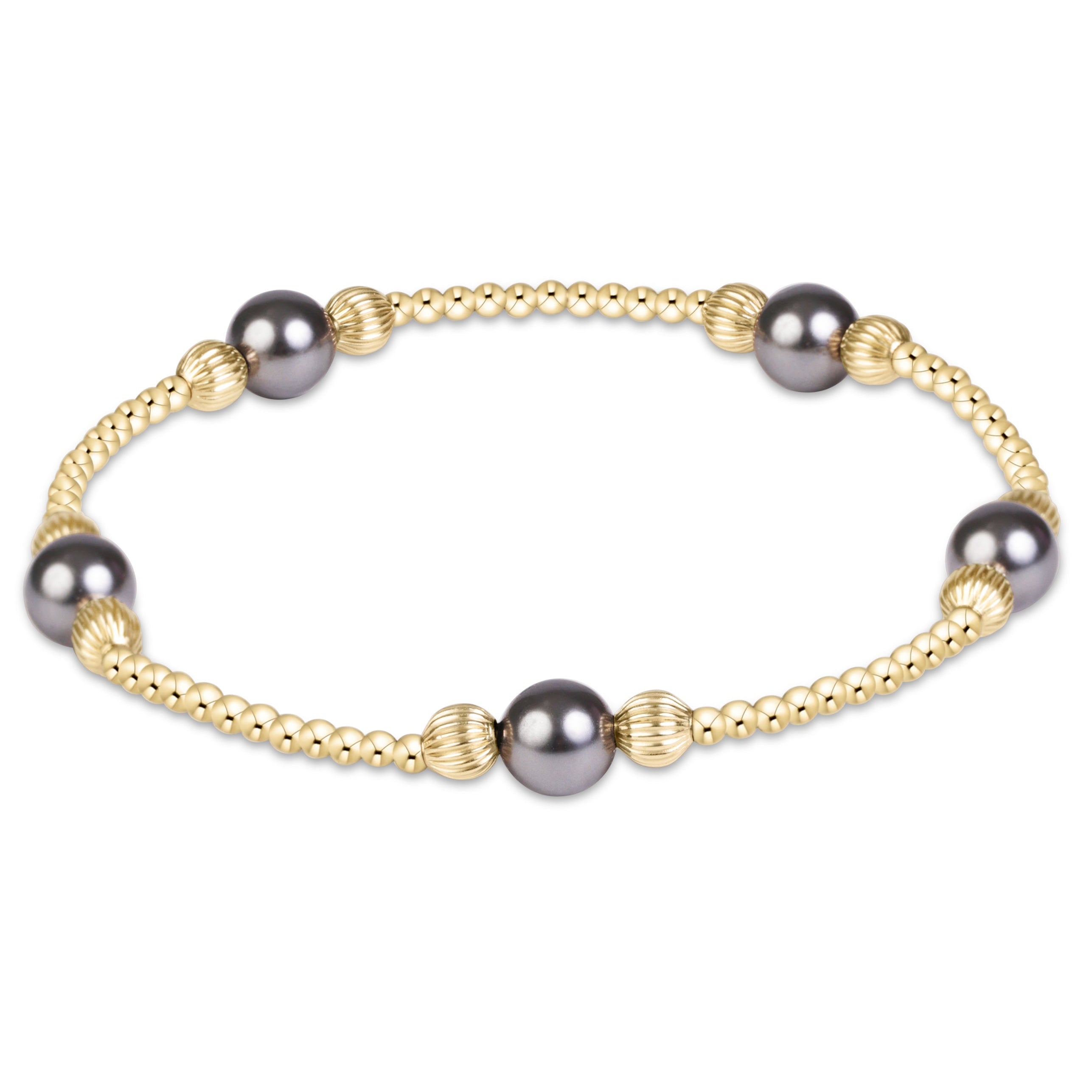 Purpose Pearl Dark Grey 6mm Dignity Gold Bracelet