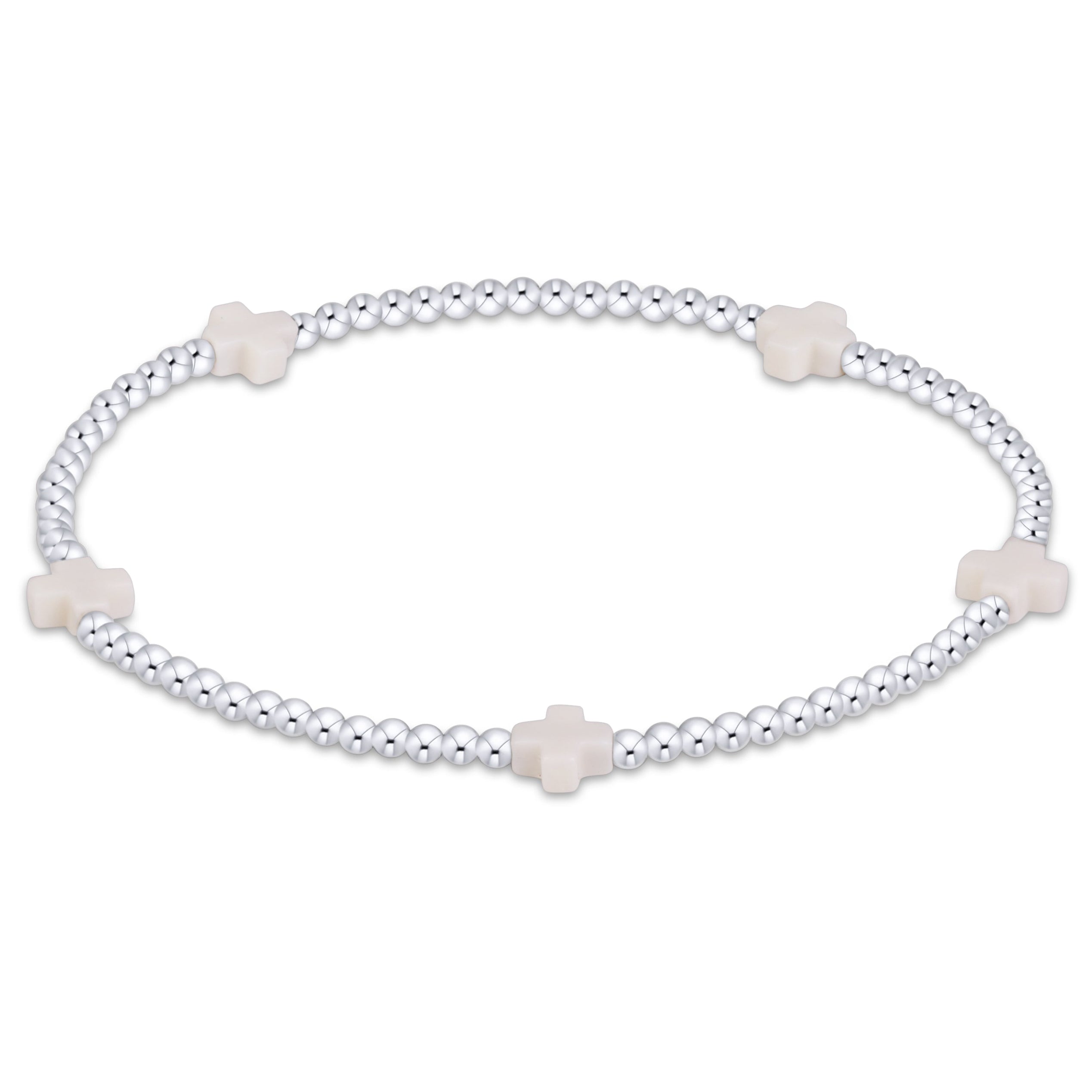 Signature Cross Small 2mm Sterling Bracelet - Off-White