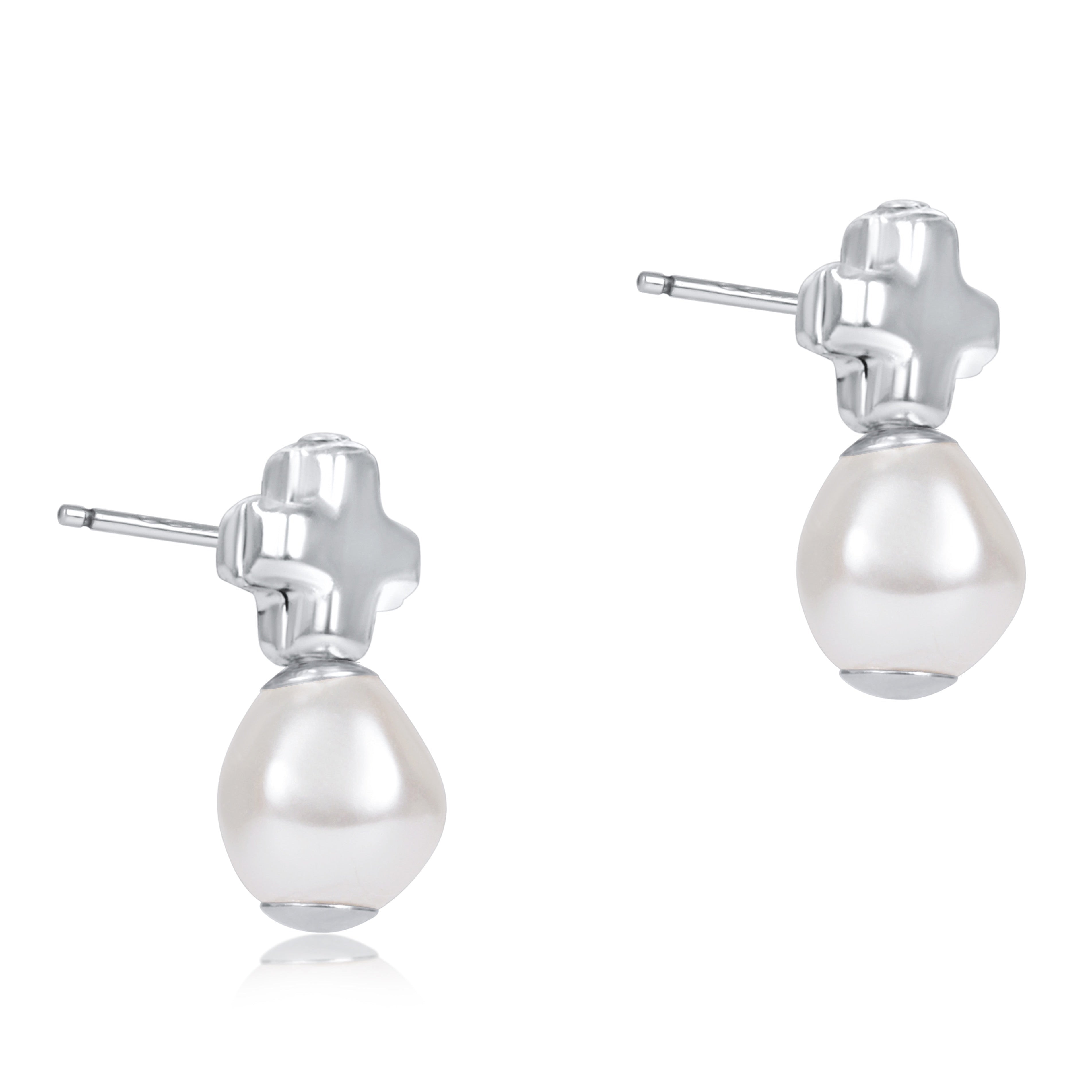 Signature Cross Sterling Stud - Classic Pearl