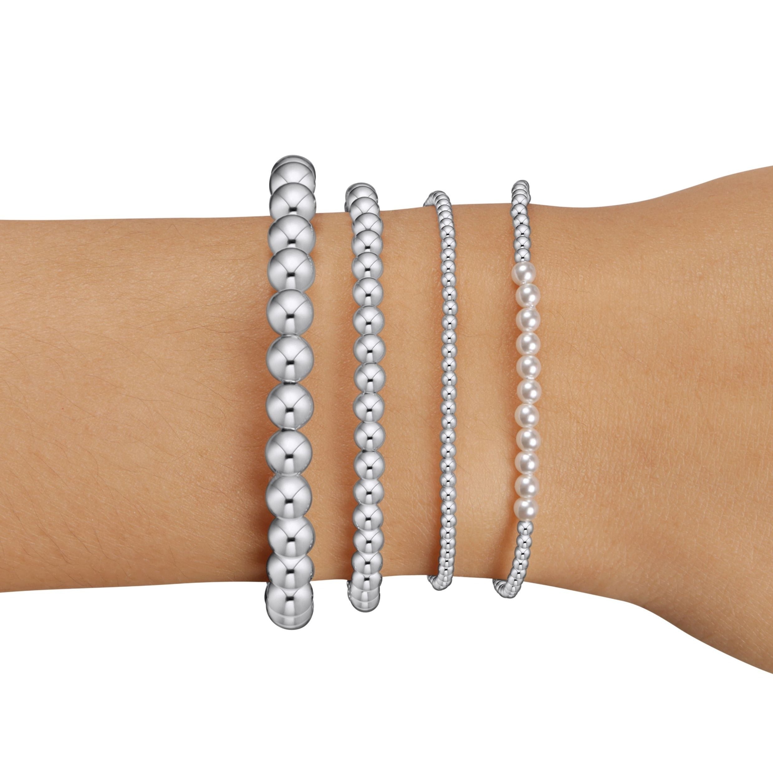 everyday sterling stack of 4 - pearl
