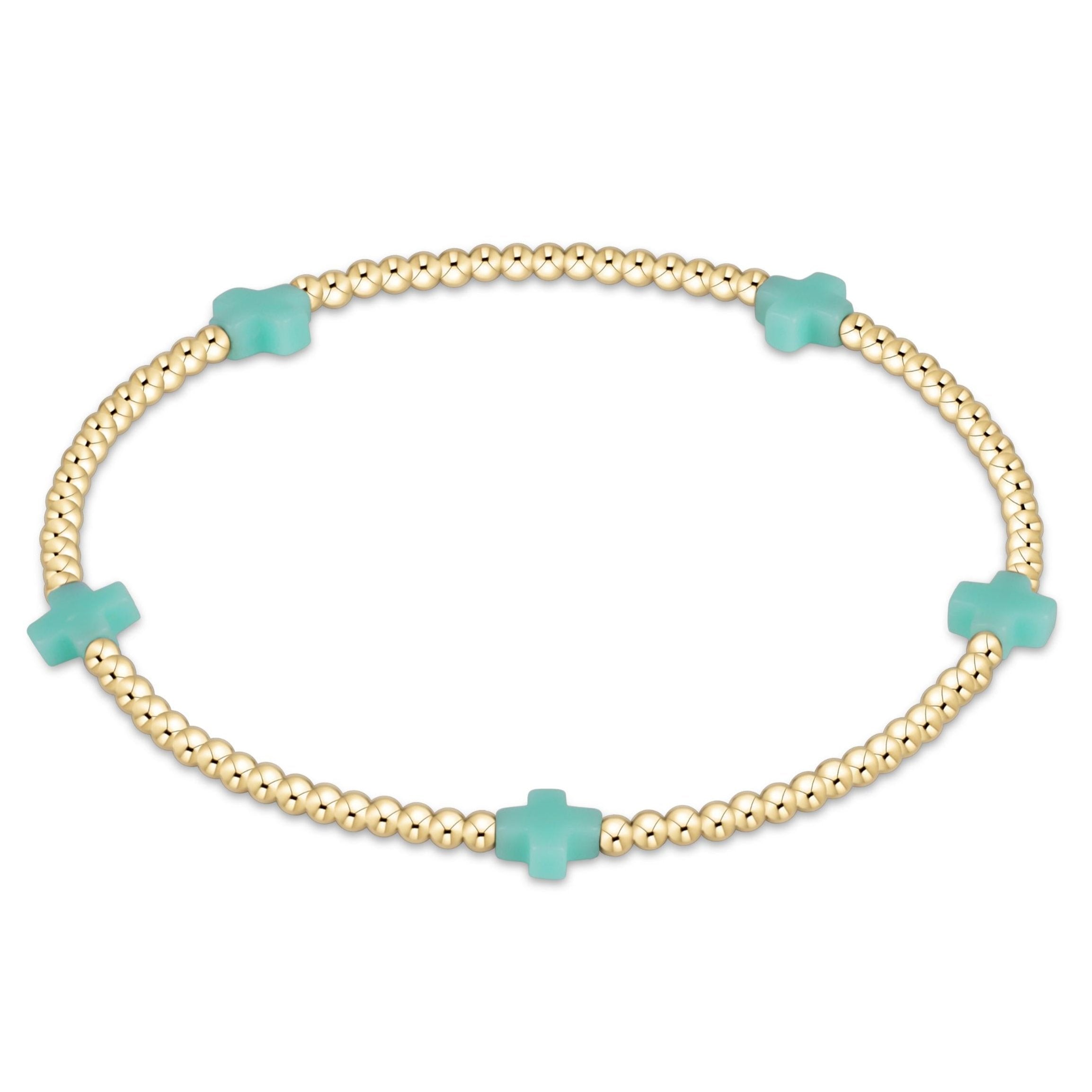 egirl Signature Cross Small Gold Pattern 2mm Bead Bracelet