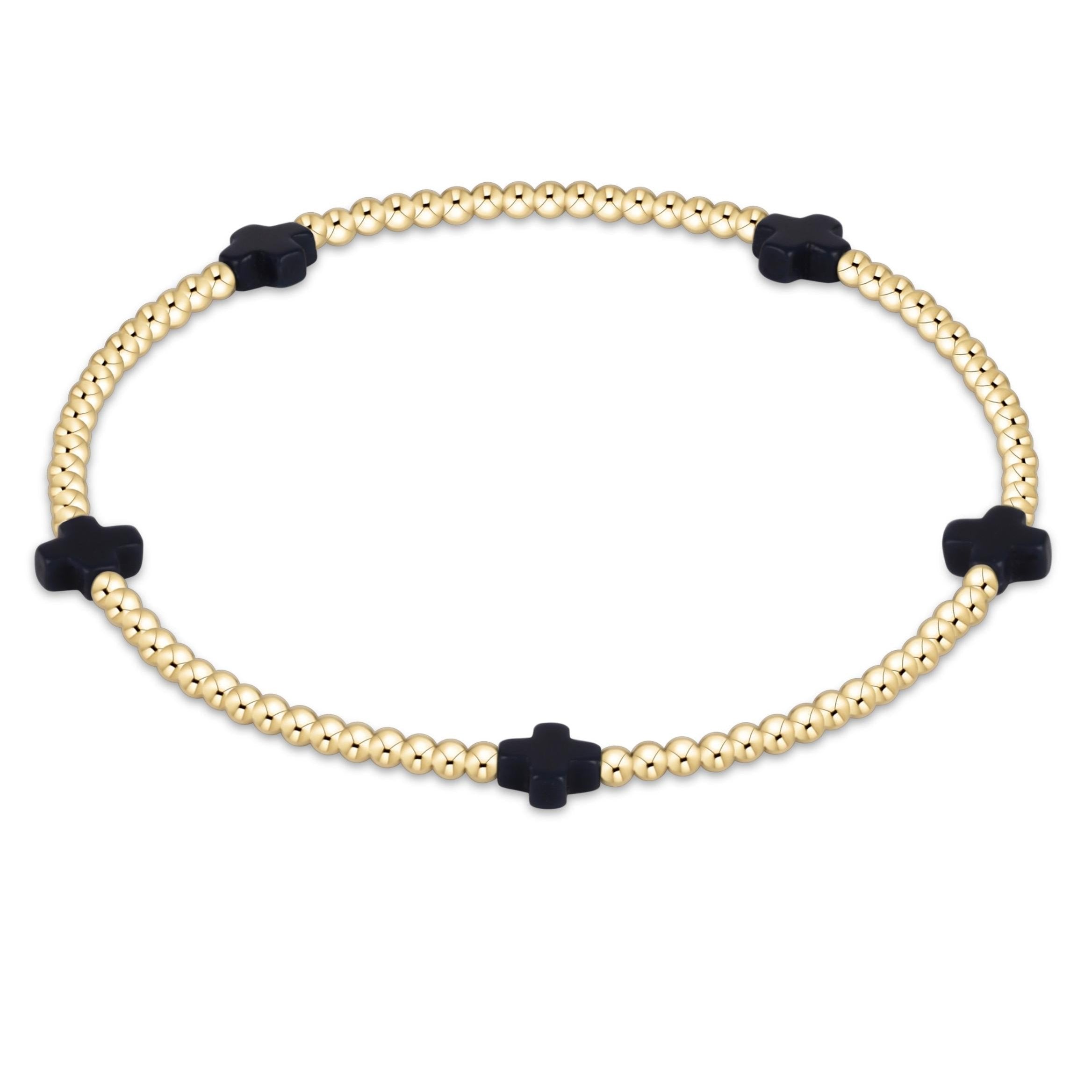 egirl Signature Cross Small Gold Pattern 2mm Bead Bracelet