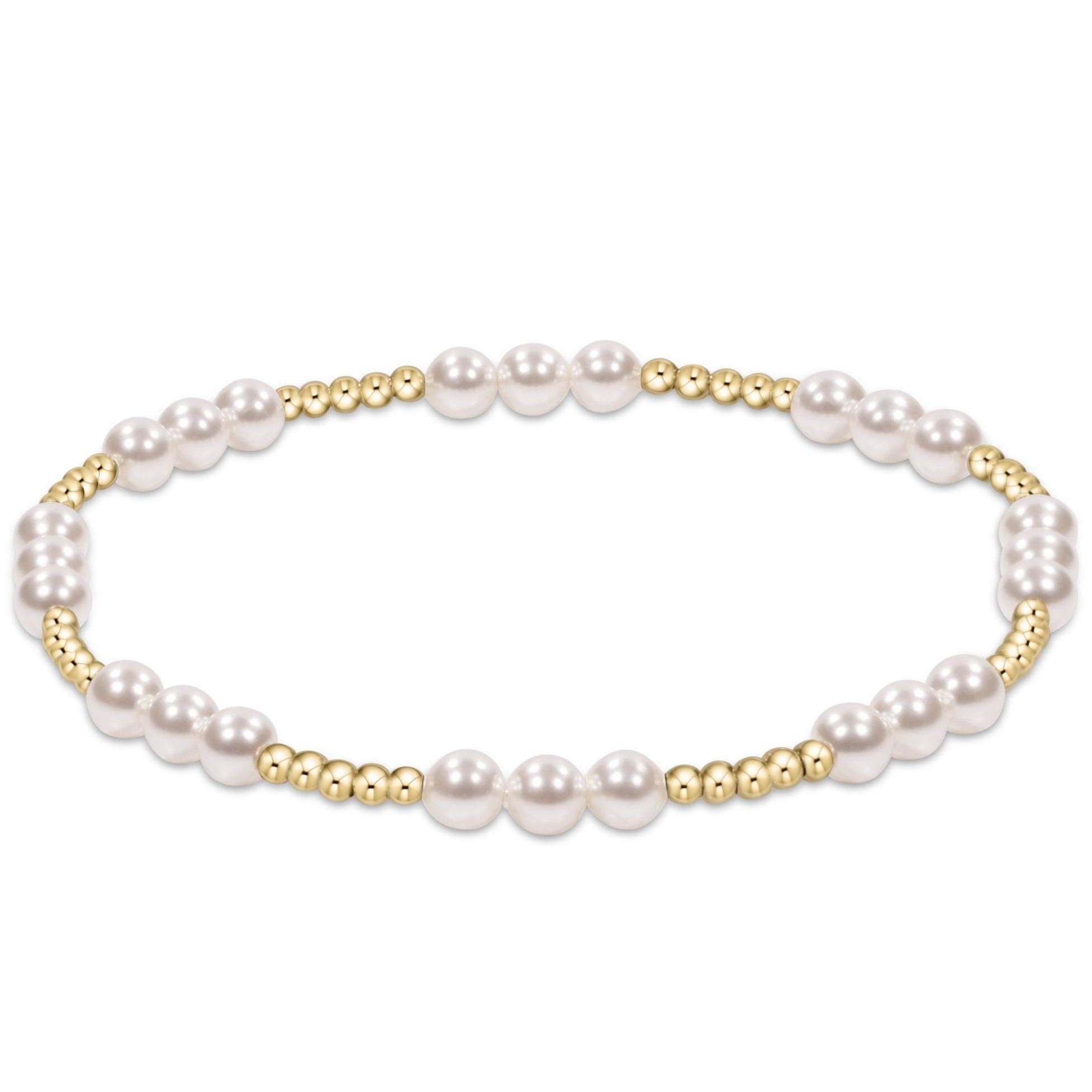 Classic Joy Pattern 4mm Bead Bracelet - Pearl