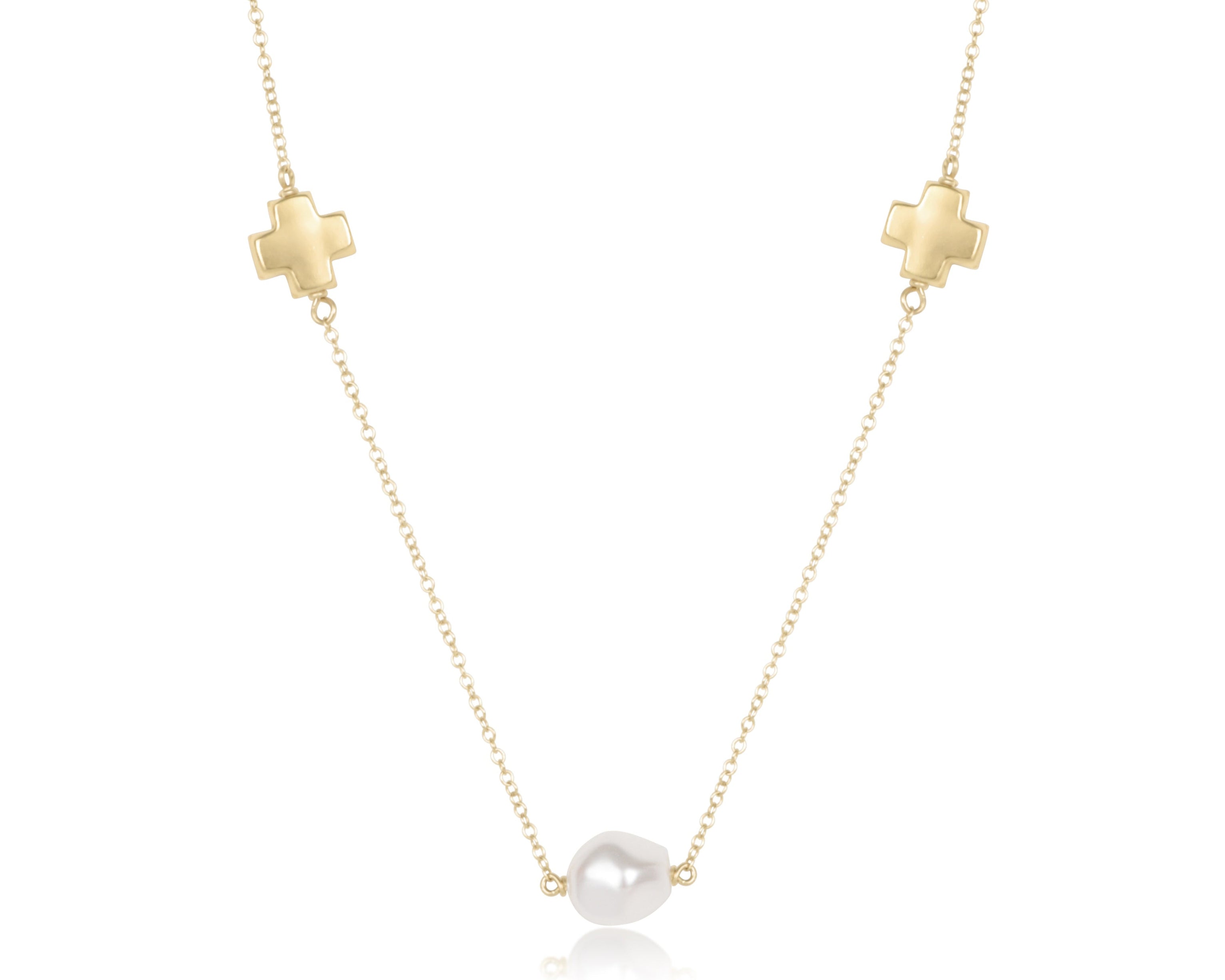 Choker Signature Cross Admire Simplicity Chain Gold - Pearl