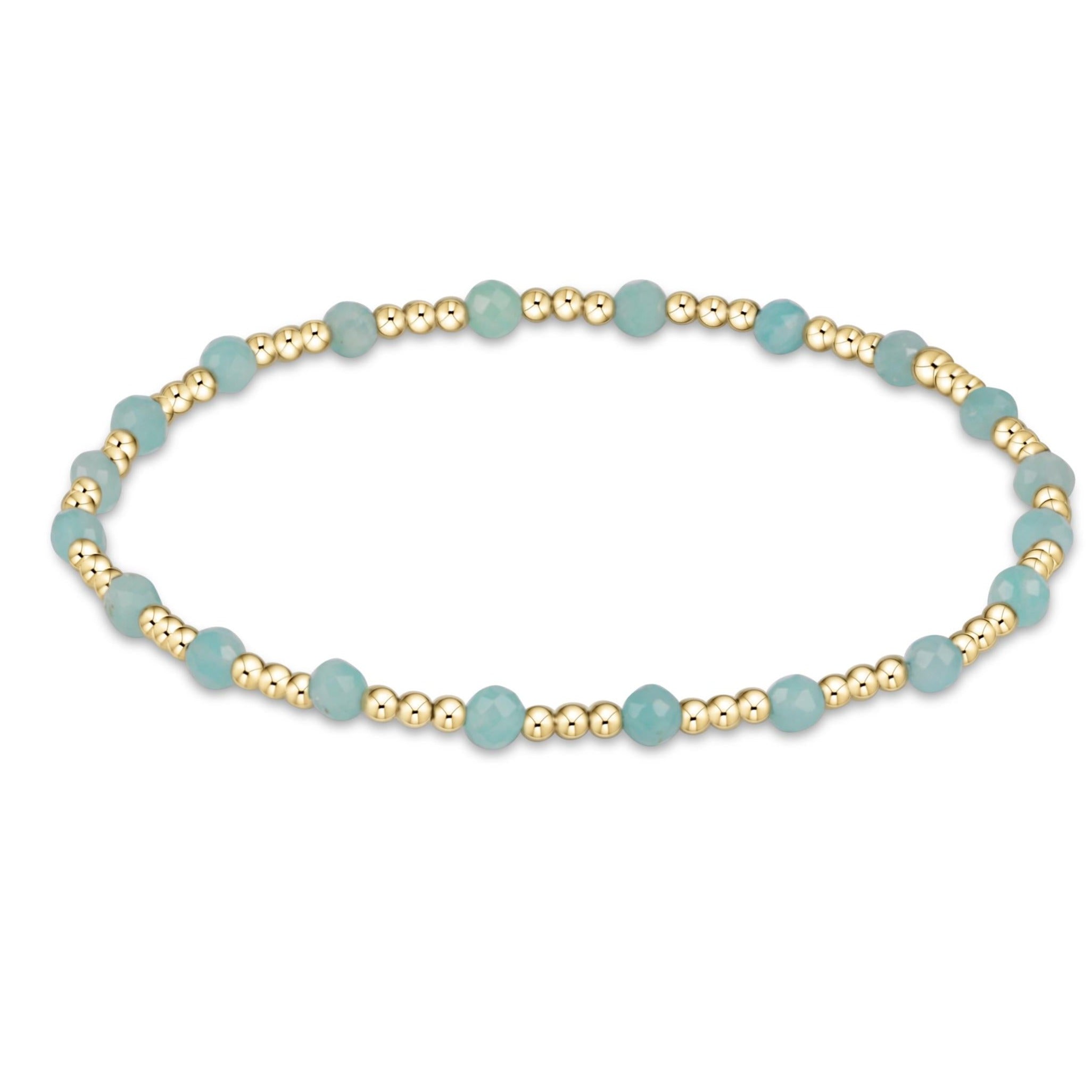 Gemstone Gold Sincerity Pattern 3mm Bead Bracelet - Amazonite