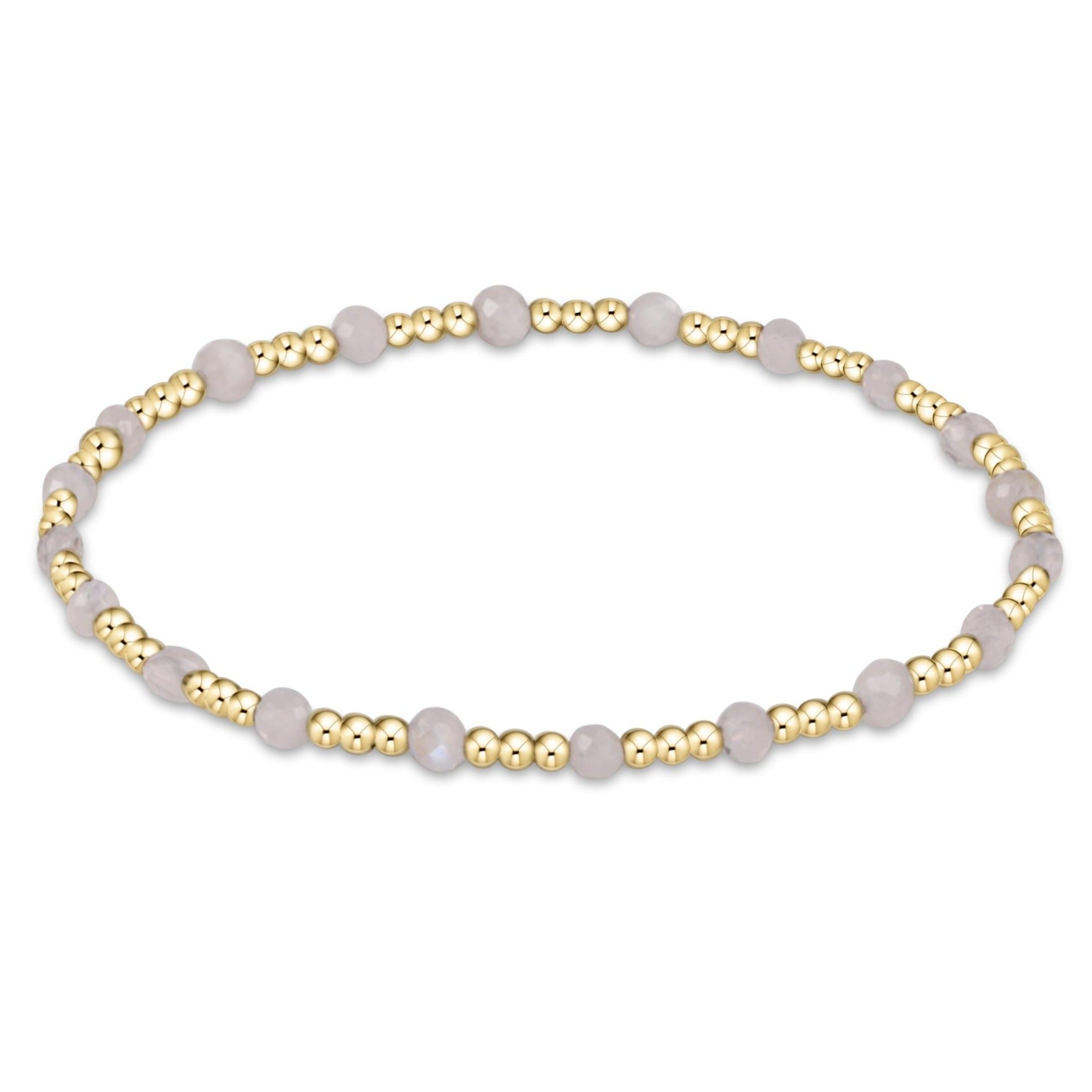 Gemstone Gold Sincerity Pattern 3mm Bead Bracelet - Moonstone