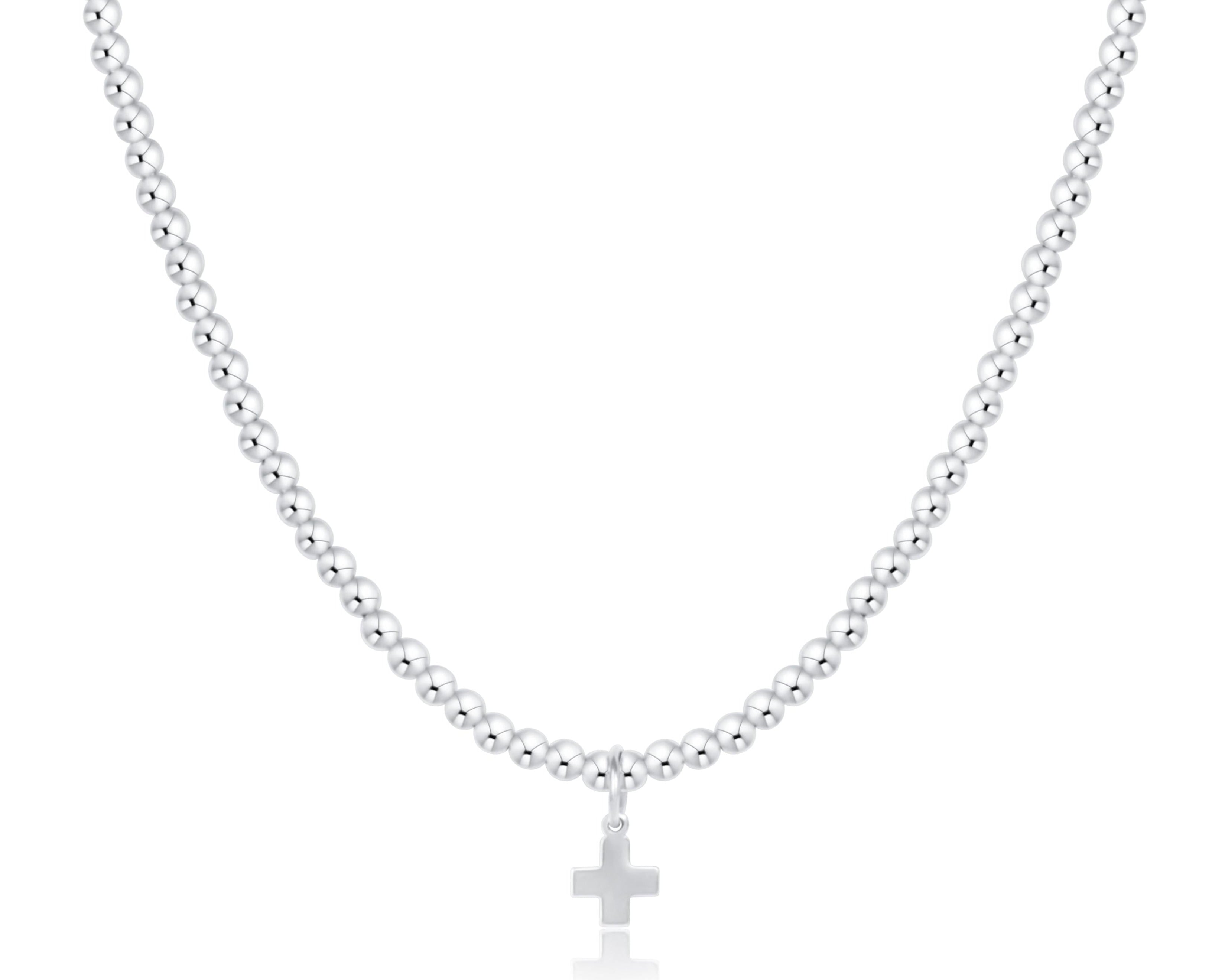 Choker Classic Sterling 3mm Bead - Signature Cross Sterling Charm