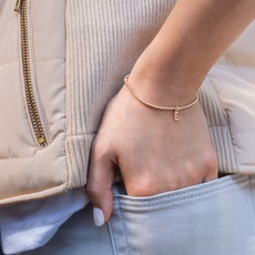 Classic Gold 2mm Bead Bracelet - Respect Gold Charm