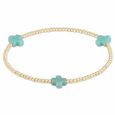 Signature Cross Gold Pattern 2mm Bead Bracelet