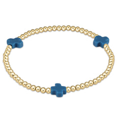 signature cross gold pattern 3mm bead bracelet