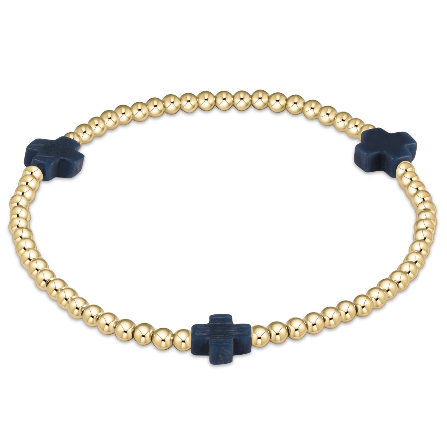 signature cross gold pattern 3mm bead bracelet
