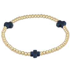 signature cross gold pattern 3mm bead bracelet