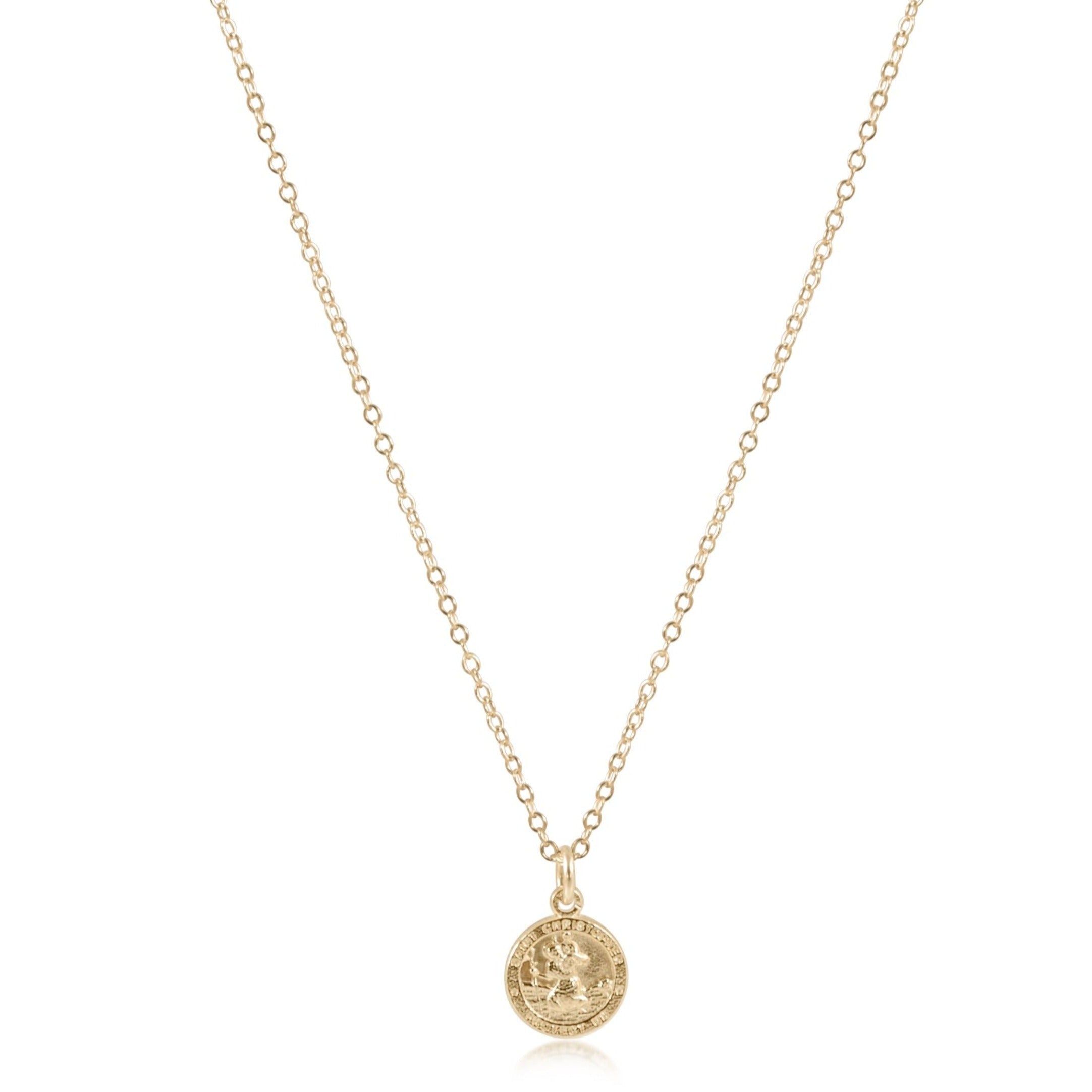 16" Necklace Gold - Protection Small Gold Disc