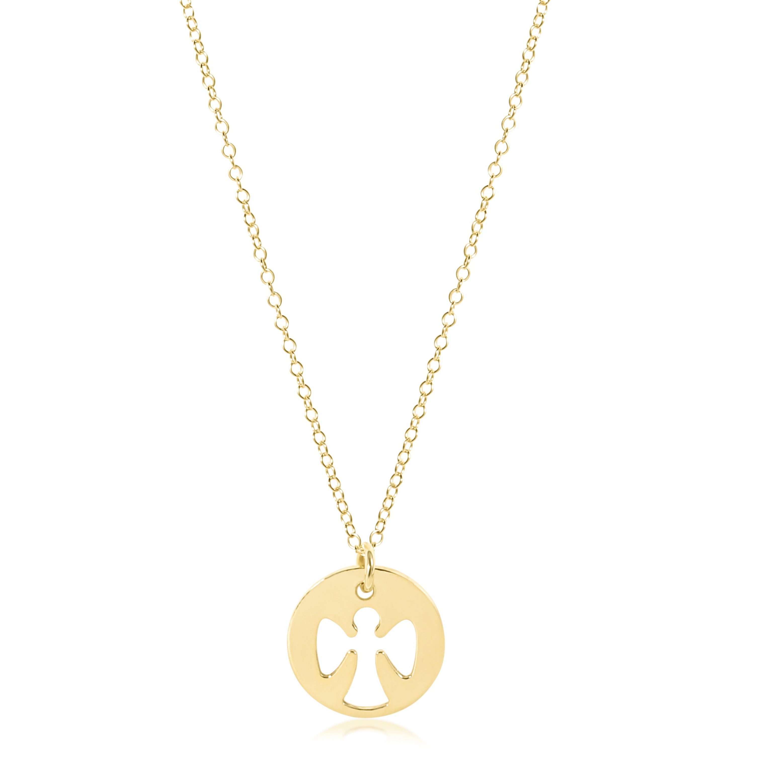 16" necklace gold - guardian angel gold disc