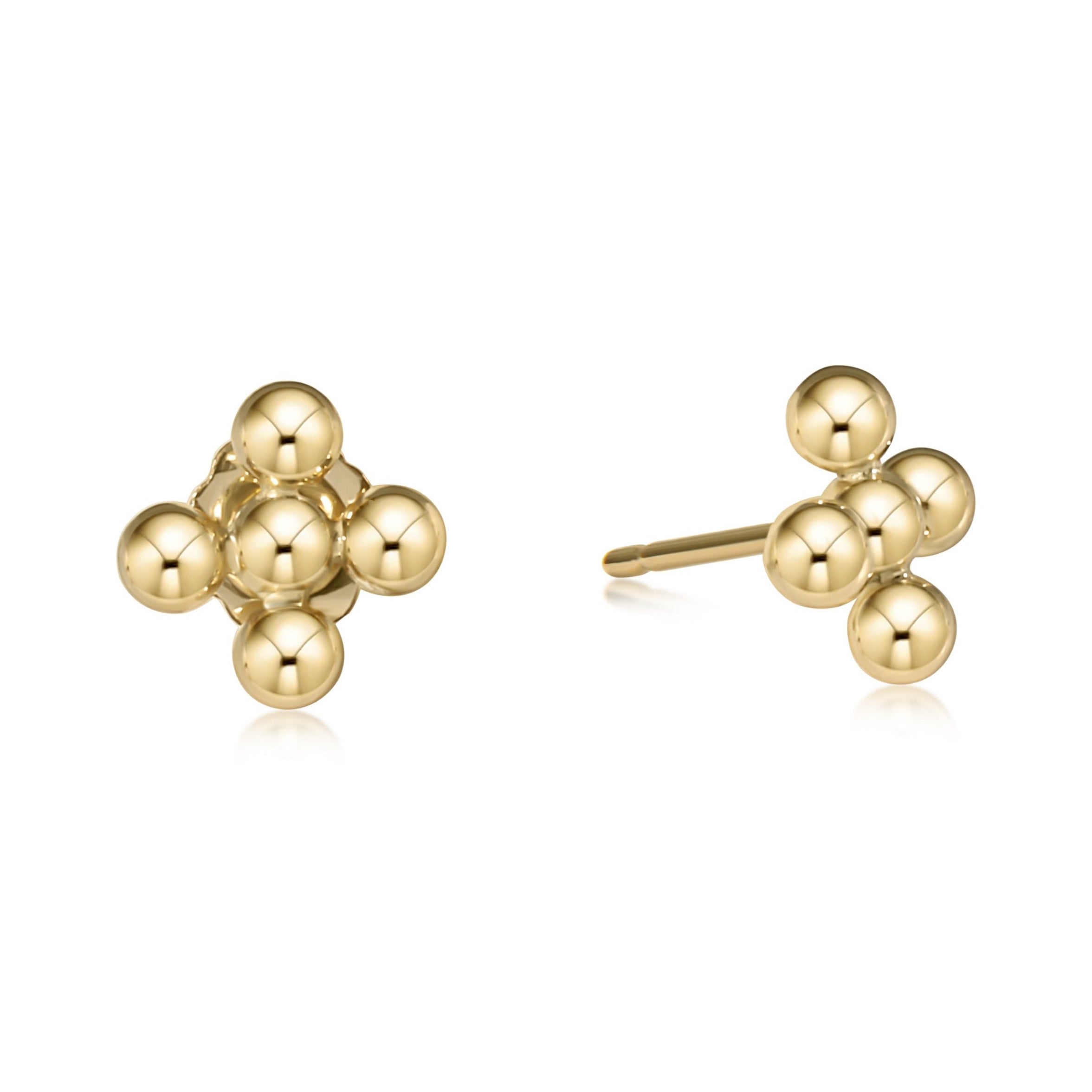 Signature Cross Beaded 3mm Gold Stud