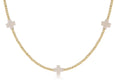 15" Choker Signature Cross Gold Pattern 2mm Bead - Off-White