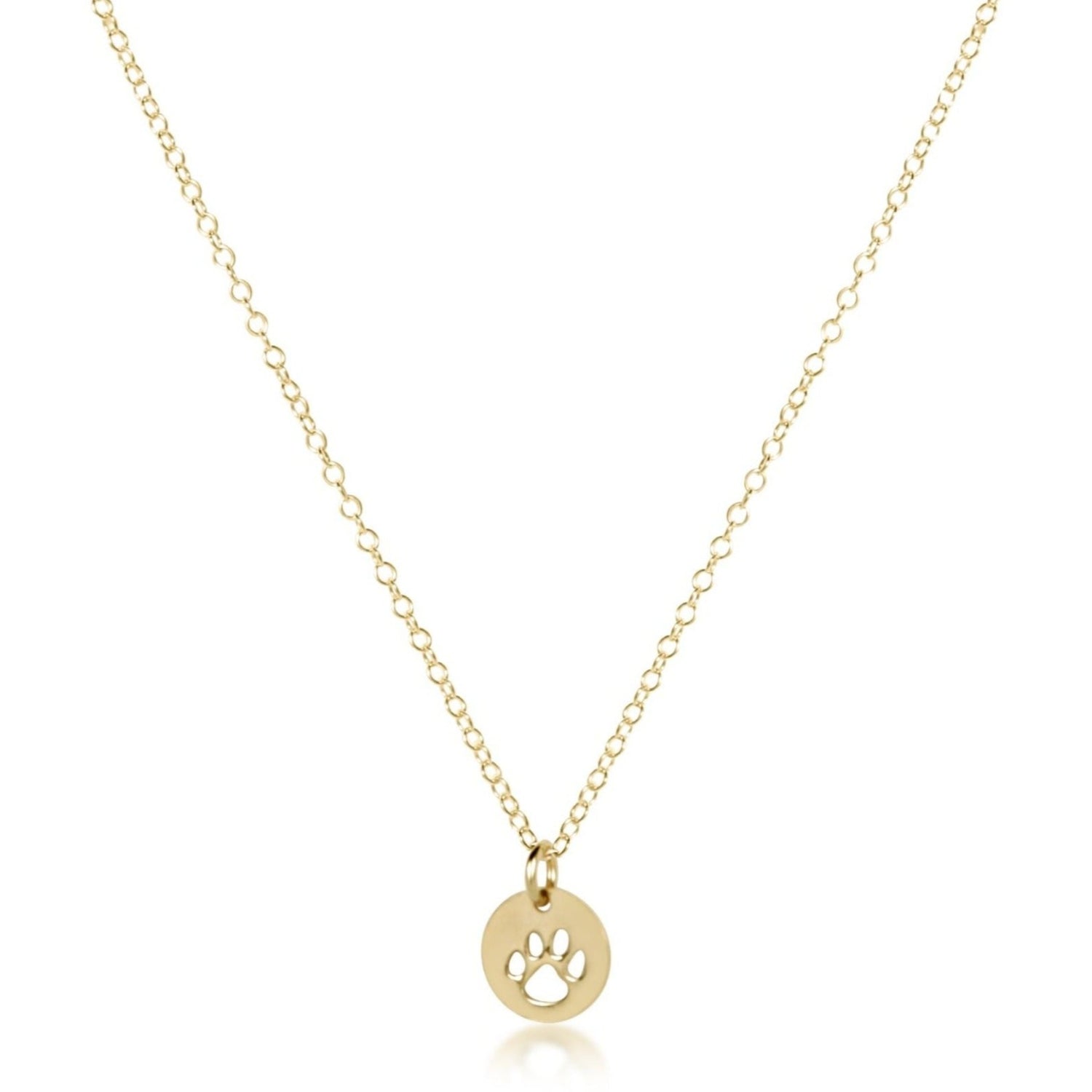 16" Necklace Gold - Paw Print Small Gold Disc