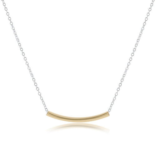 16" Necklace Sterling Mixed Metal - Bliss Bar Small Gold