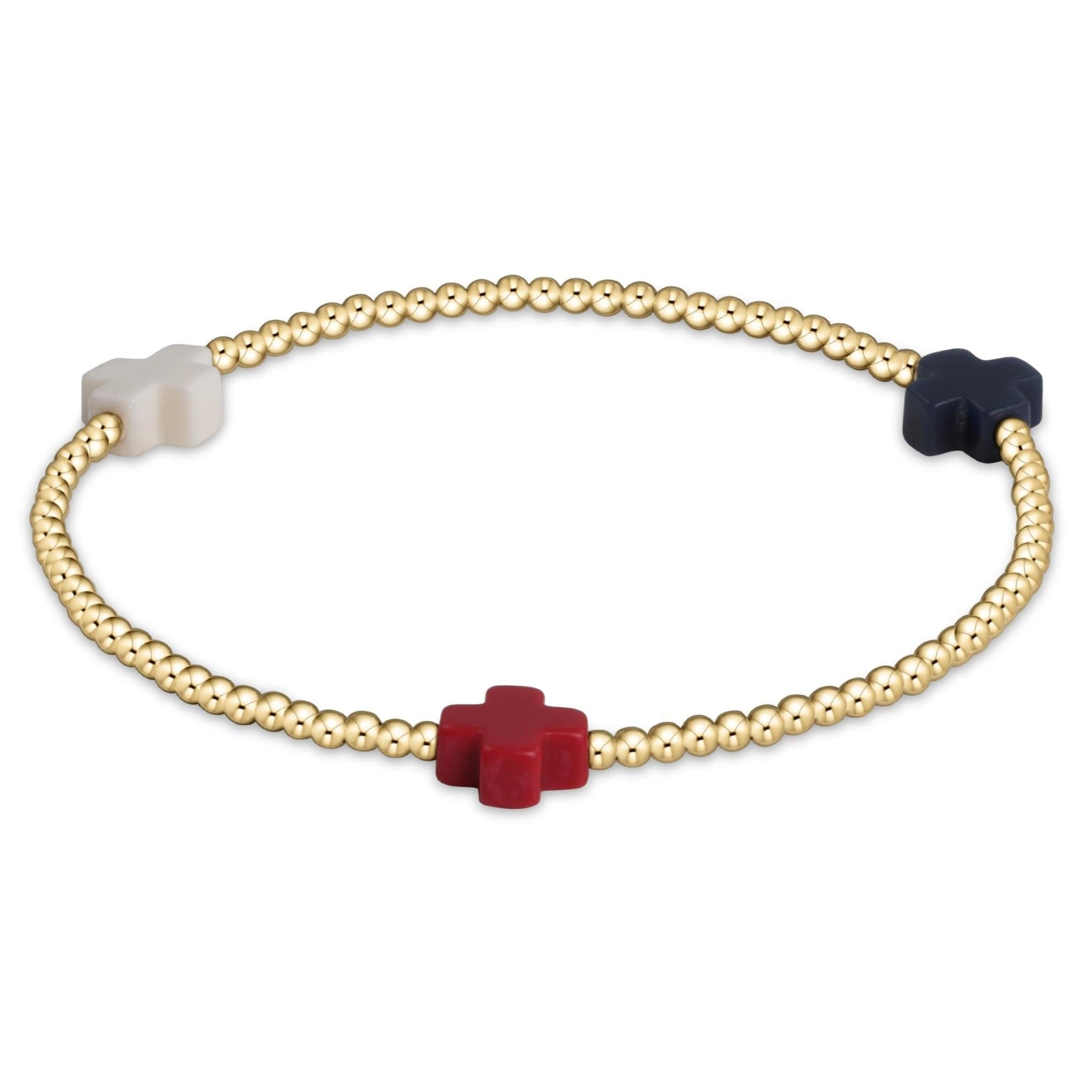 egirl Signature Cross Gold Pattern 2mm Bead Bracelet - Firecracker