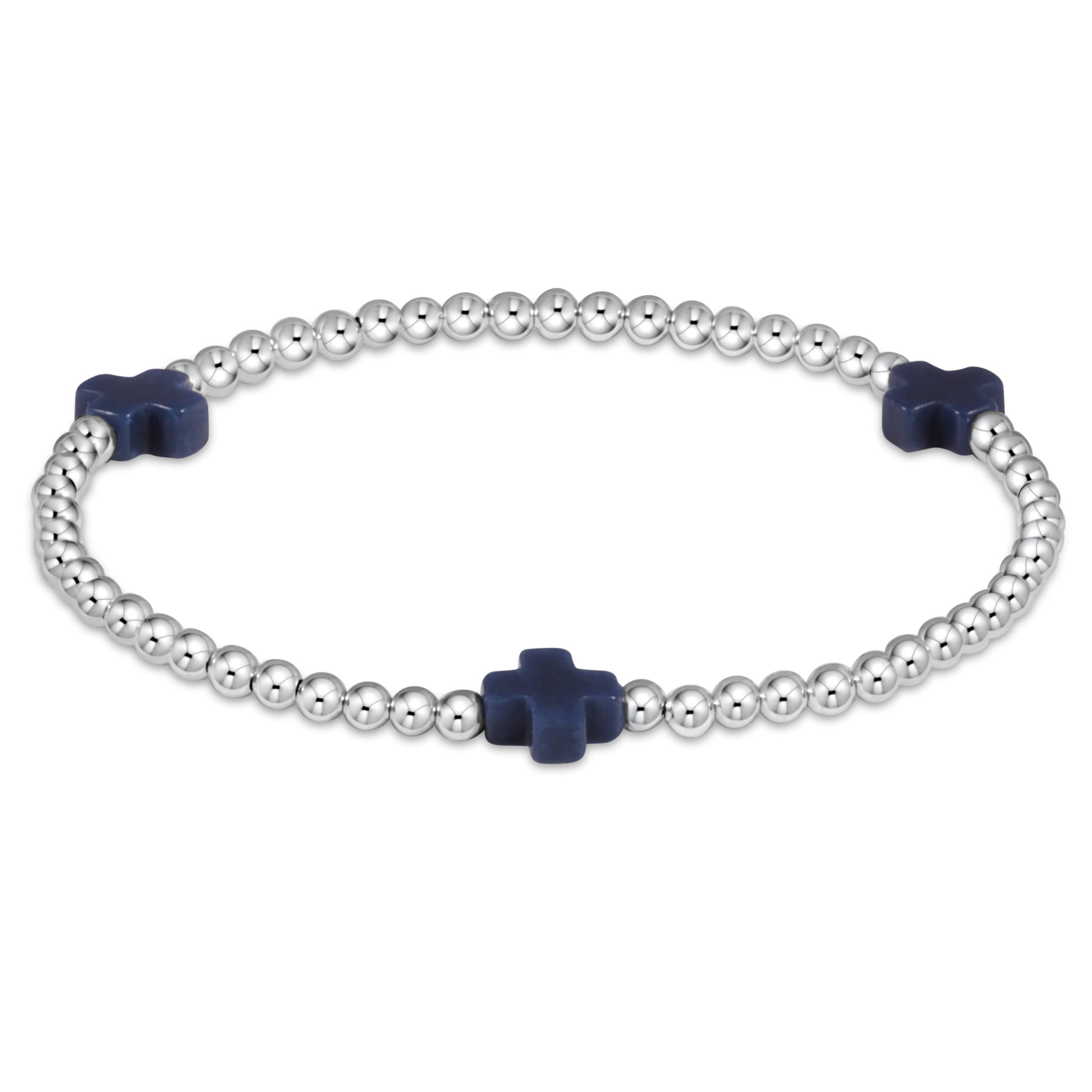 Signature Cross Sterling Pattern 3mm Bead Bracelet