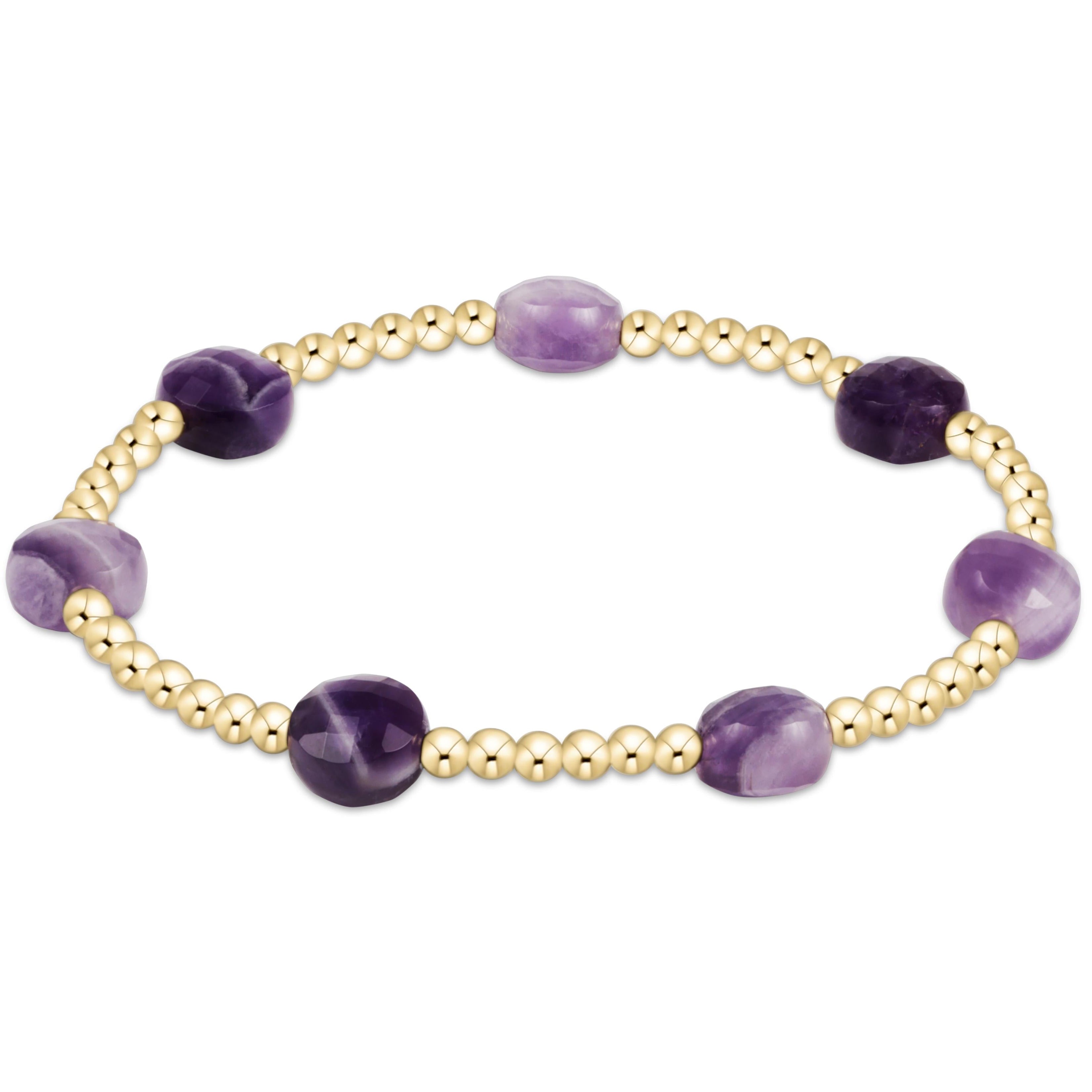 Admire Gold 3mm Bead Bracelet - Amethyst
