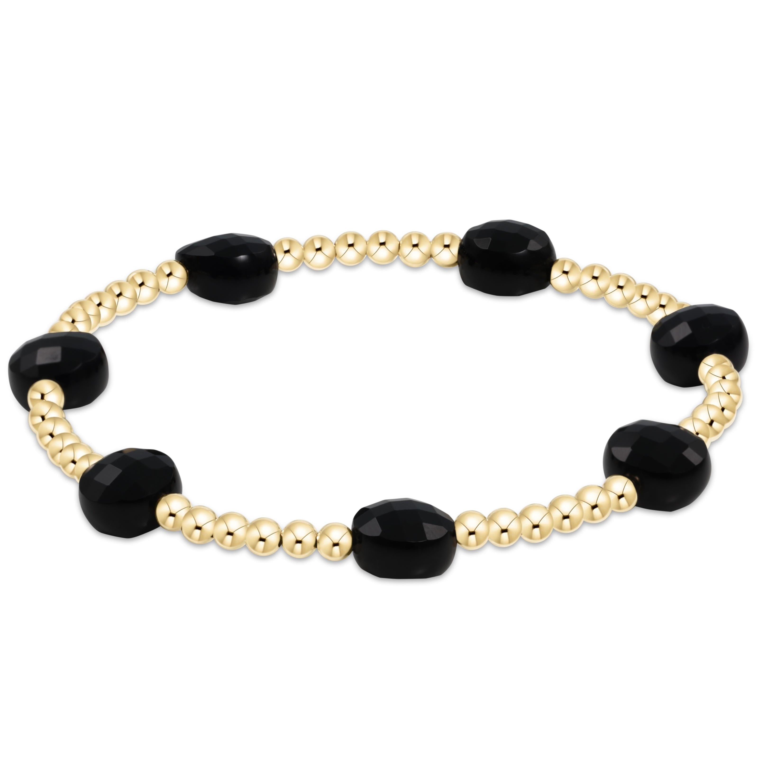 Admire Gold 3mm Bead Bracelet - Faceted Onyx