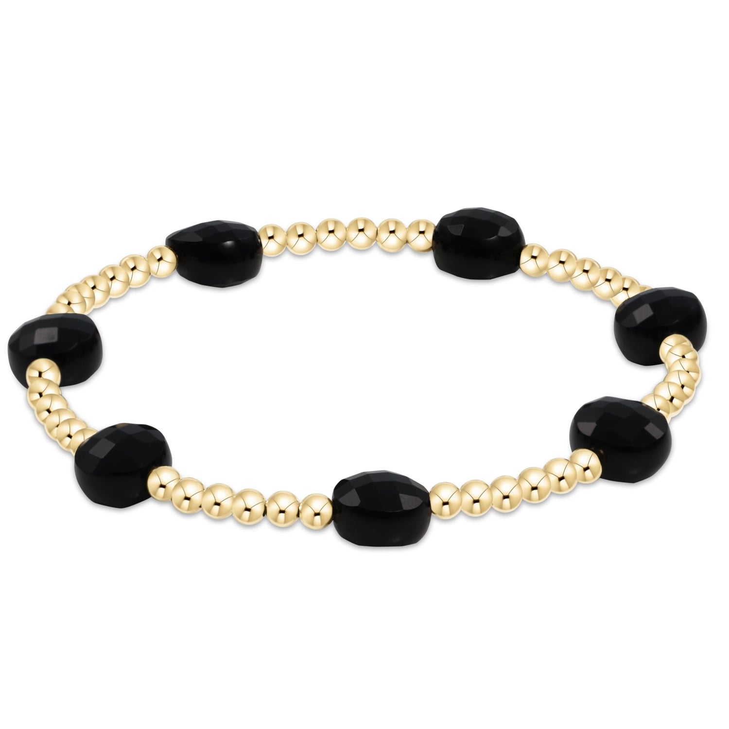 Admire Gold 3mm Bead Bracelet - Faceted Onyx