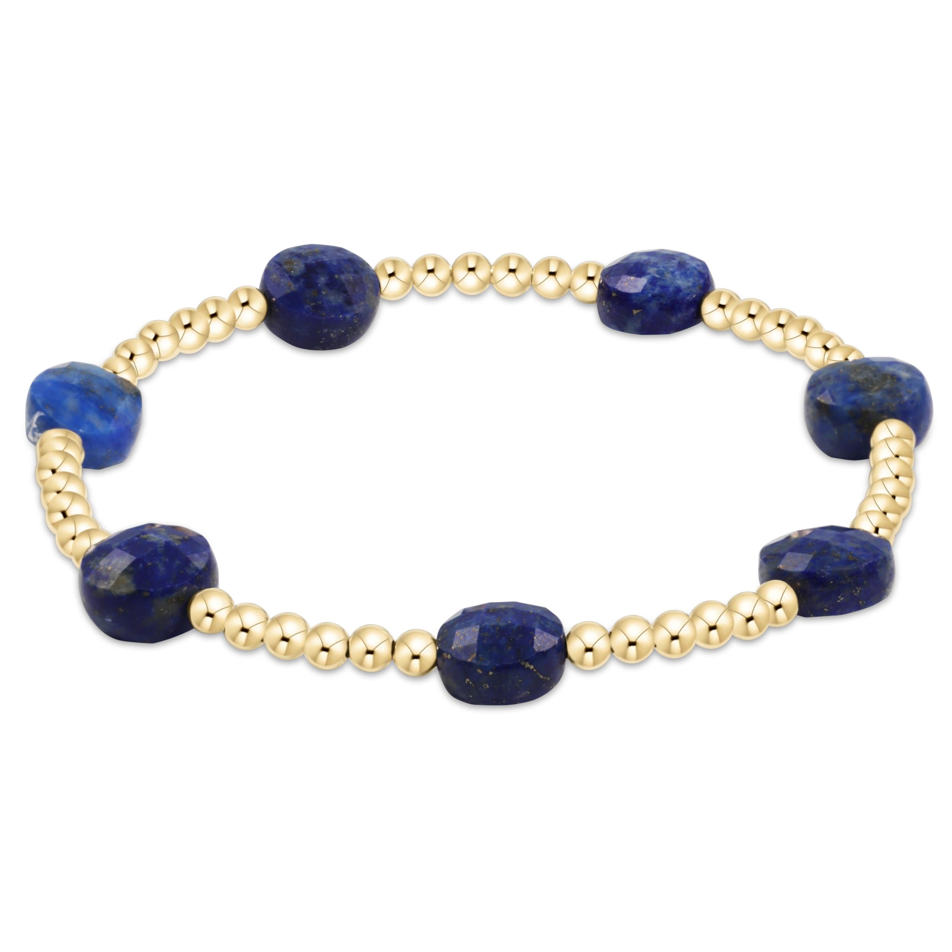 Admire Gold 3mm Bead Bracelet - Lapis