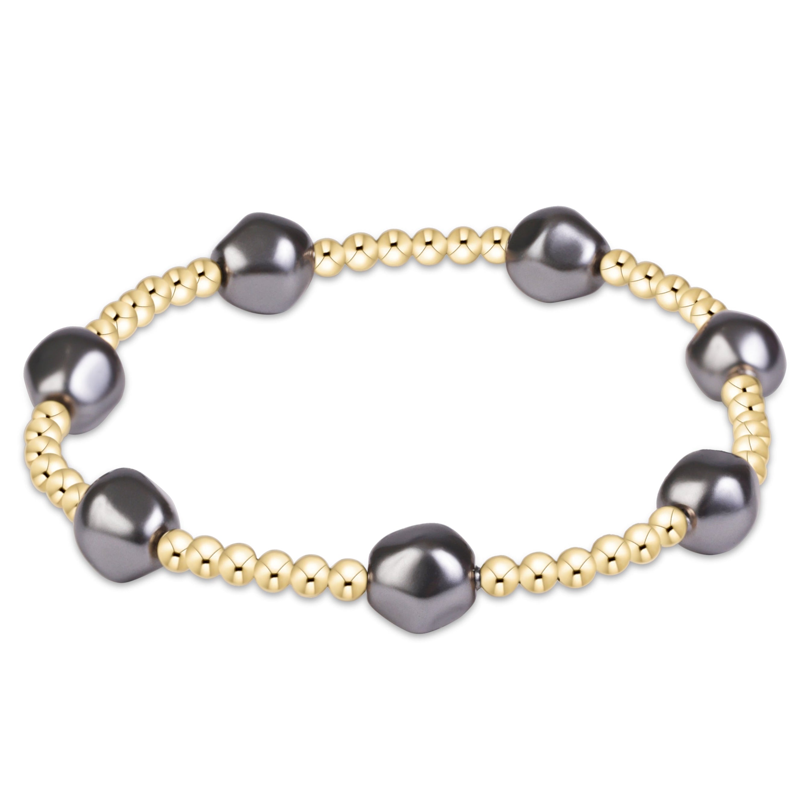 Admire Pearl Dark Grey 3mm Gold Bracelet