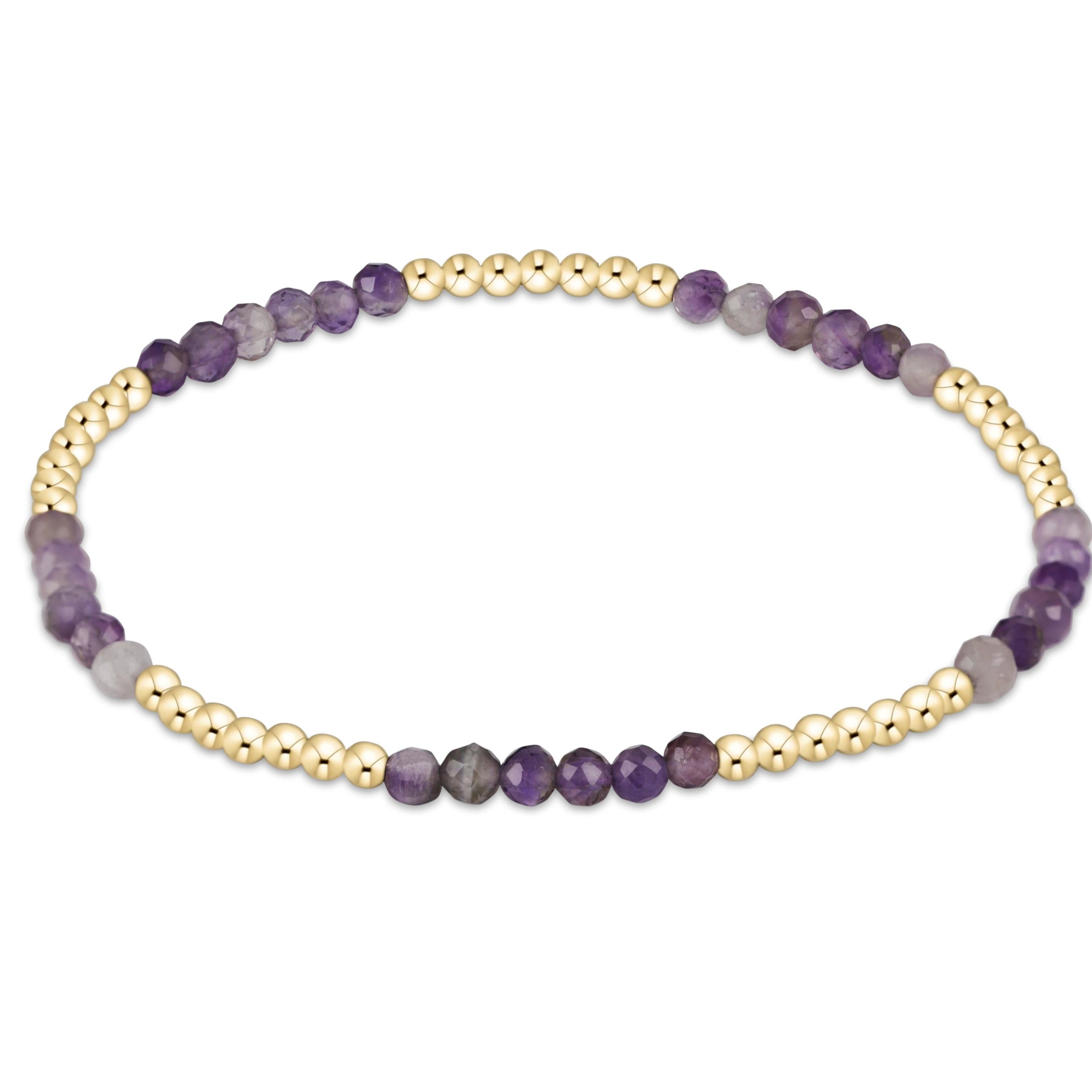 Blissful Pattern 2.5mm Bead Bracelet - Amethyst