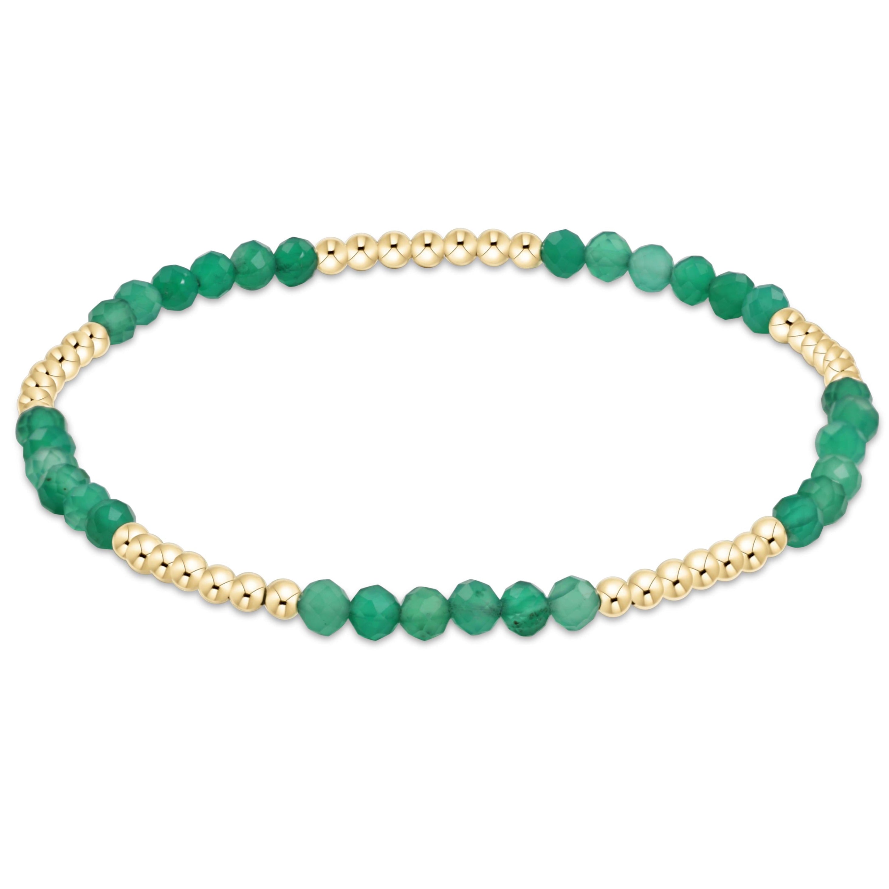 Blissful Pattern 2.5mm Bead Bracelet - Green Onyx