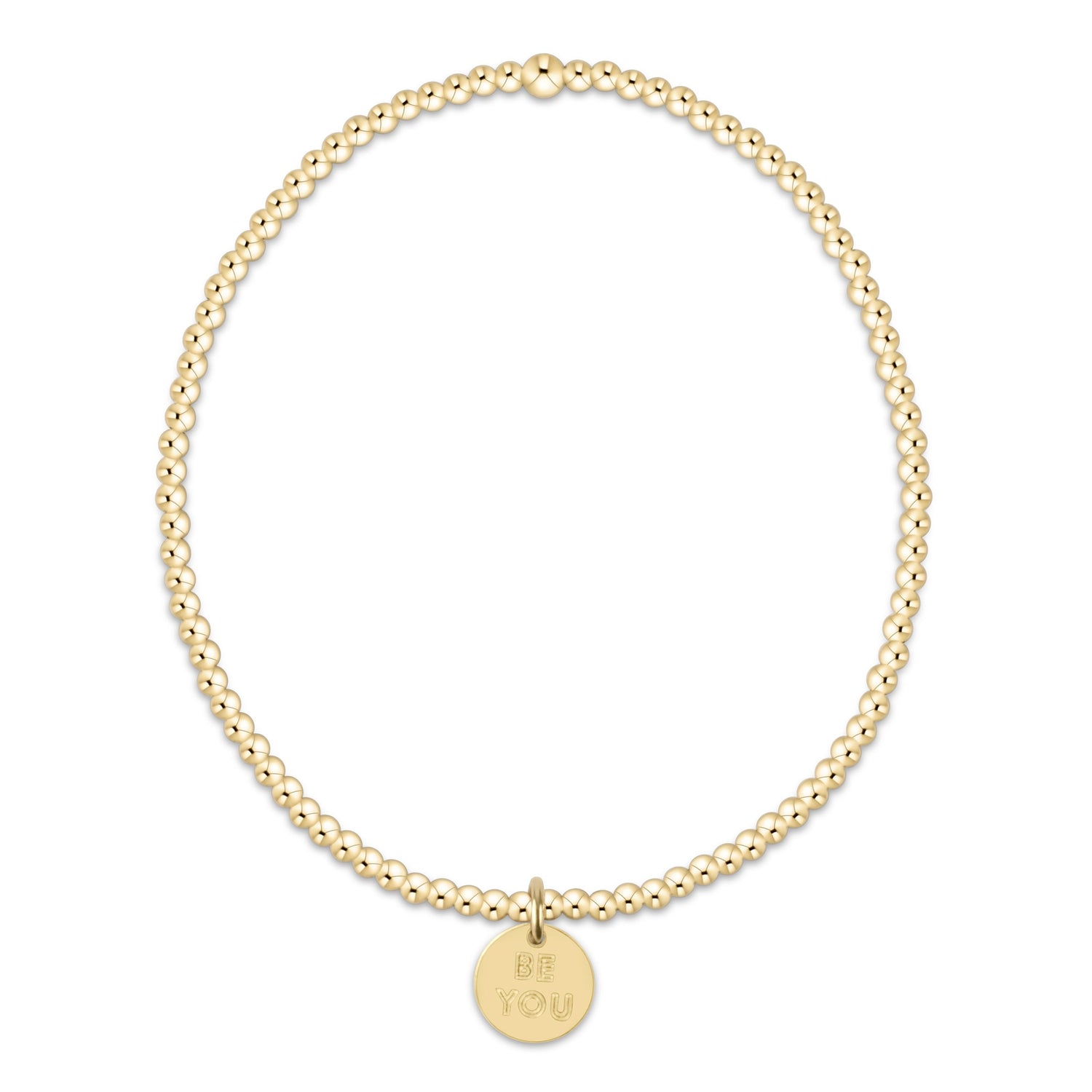 Classic Gold 2mm Bead Bracelet - be you. Small Gold Word Disc
