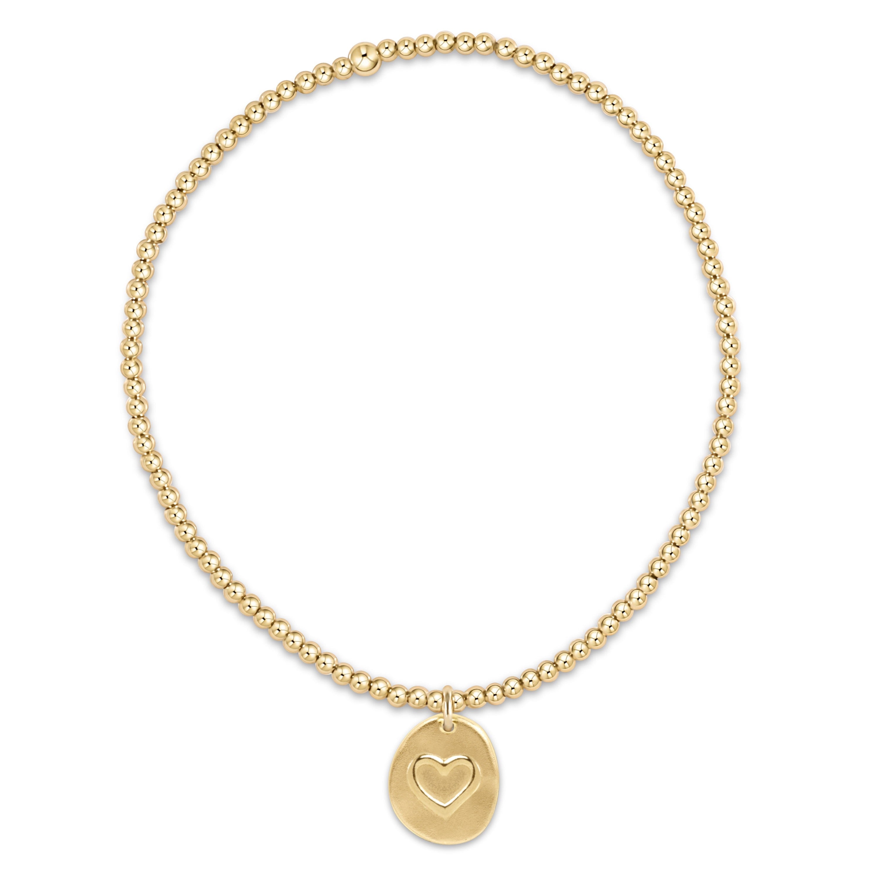 classic gold 2mm bead bracelet - inspire love small gold charm