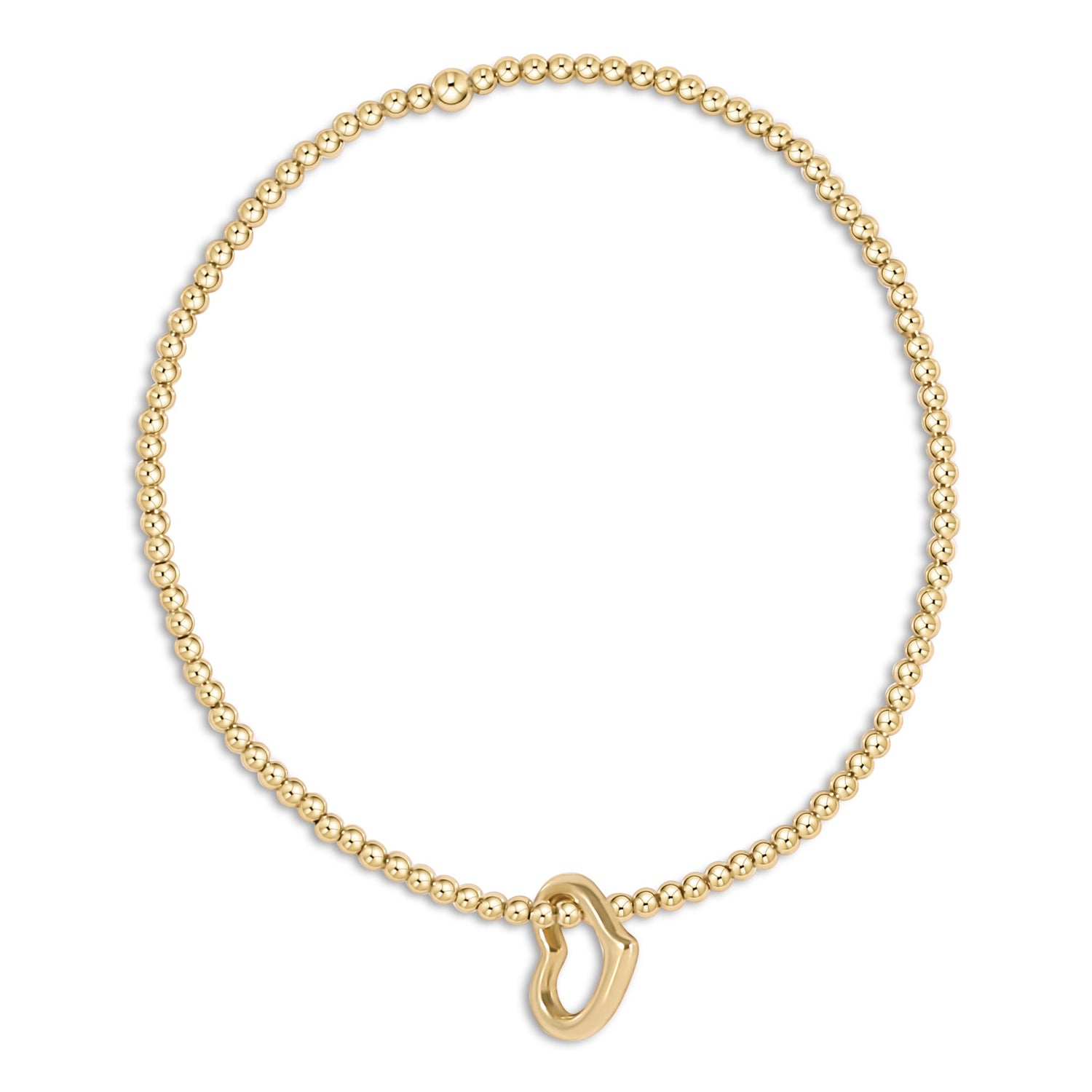 egirl Classic Gold 2.5mm Bead Bracelet - Love Gold Charm