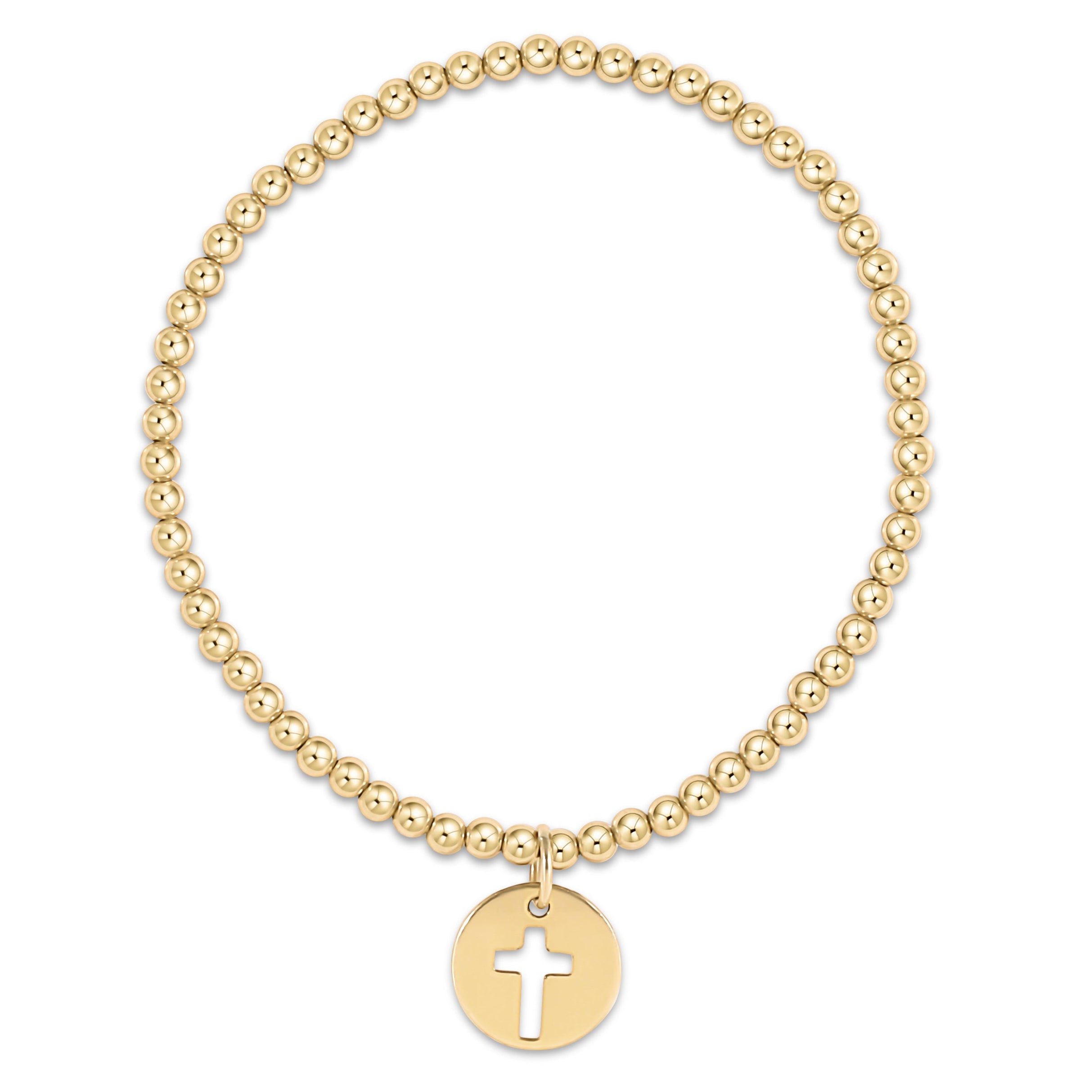 egirl Classic Gold 3mm Bead Bracelet - Blessed Gold Disc