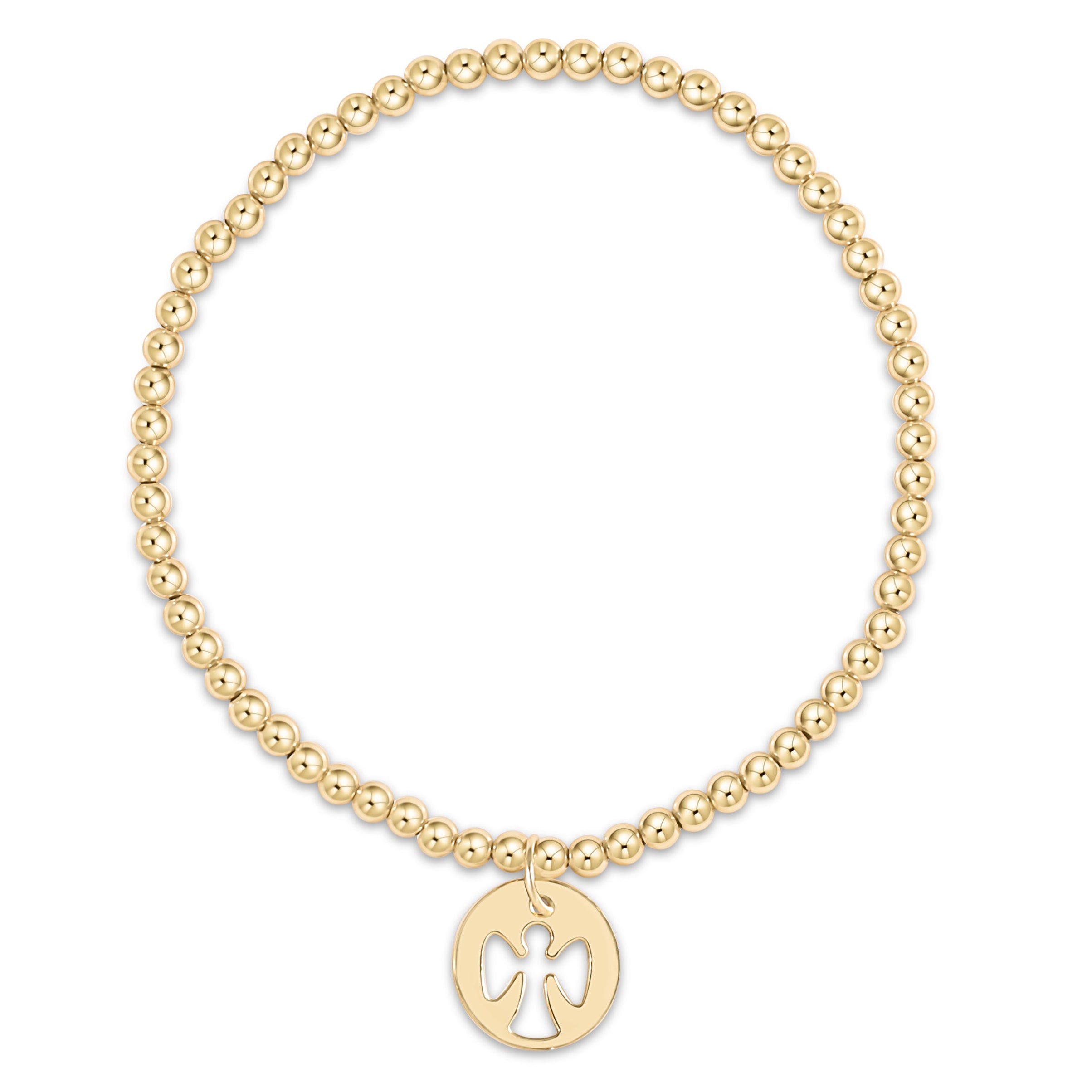 egirl Classic Gold 3mm Bead Bracelet - Guardian Angel Gold Disc