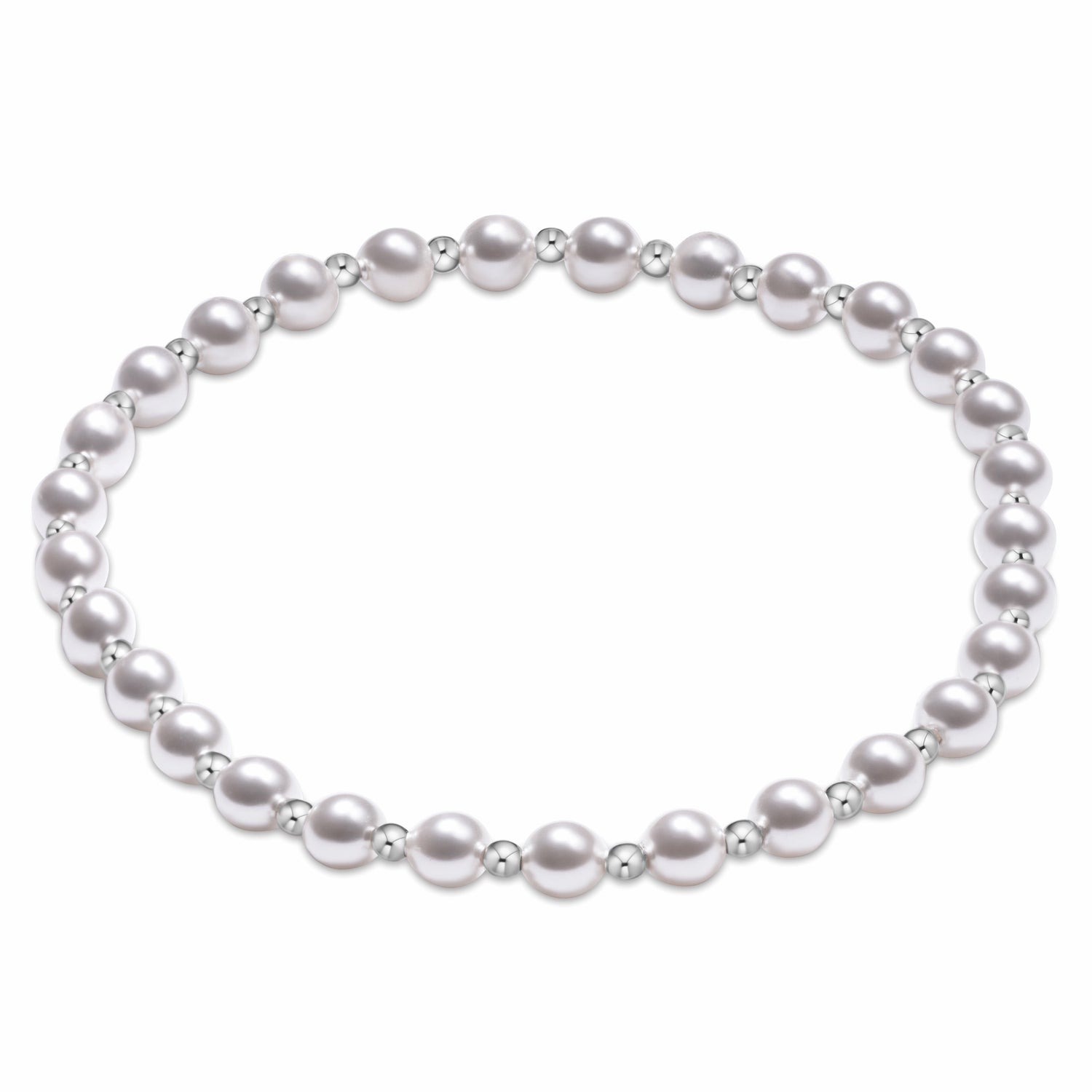 Classic Grateful Pattern Sterling 4mm Bead Bracelet - Pearl