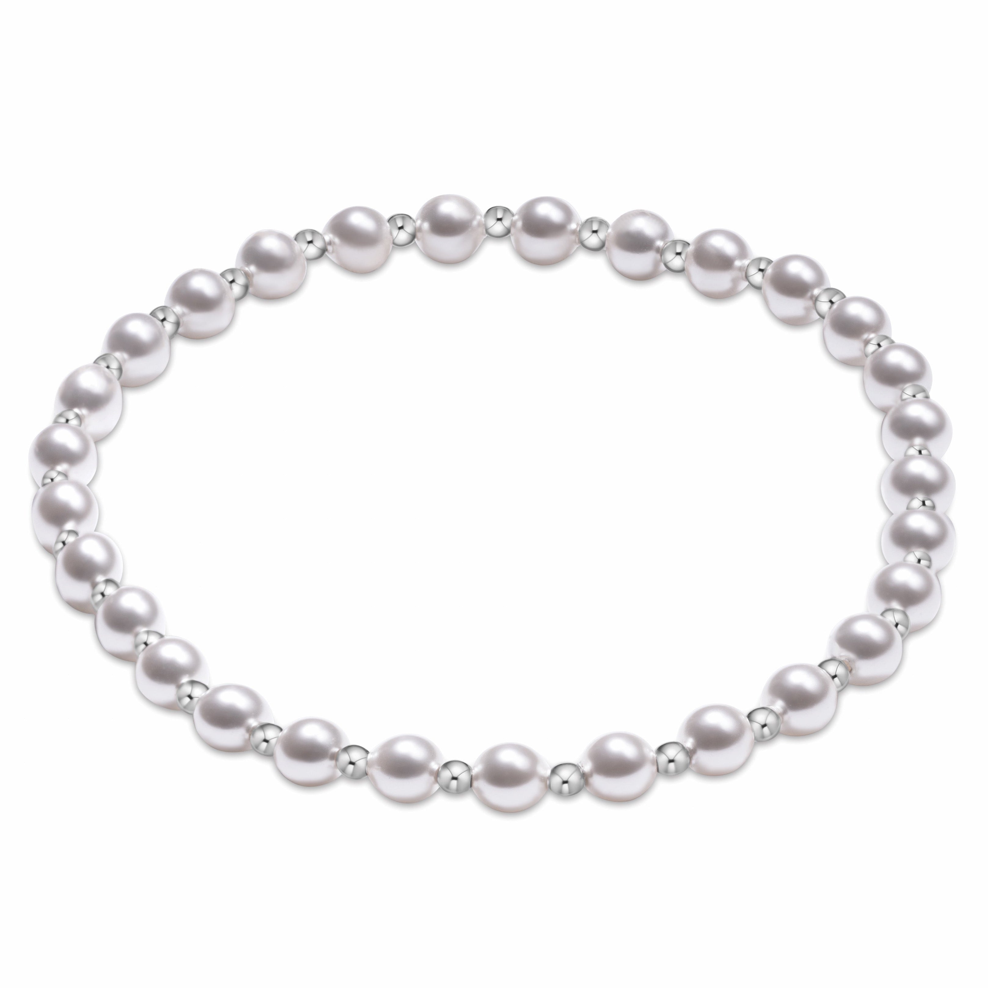 Classic Grateful Pattern Sterling 4mm Bead Bracelet - Pearl