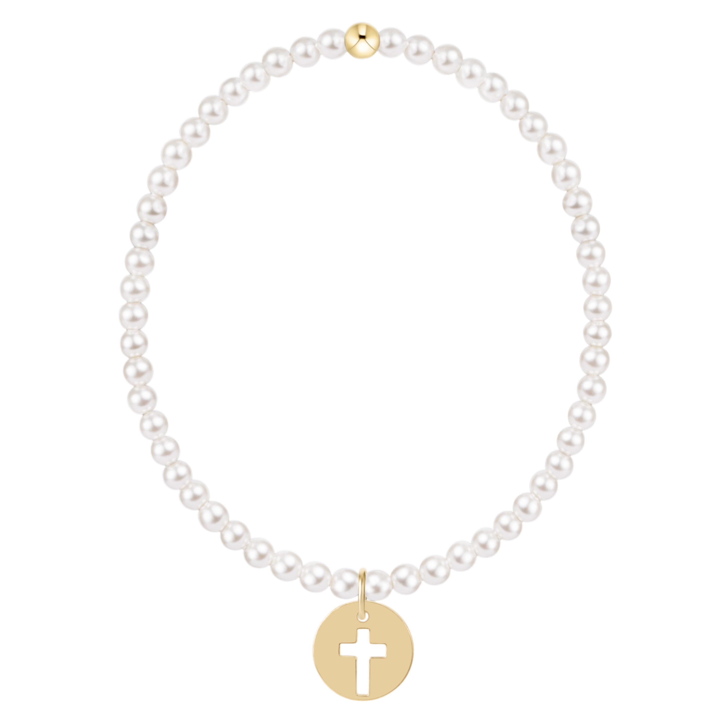 Classic Pearl 3mm Bracelet - Blessed Gold Disc