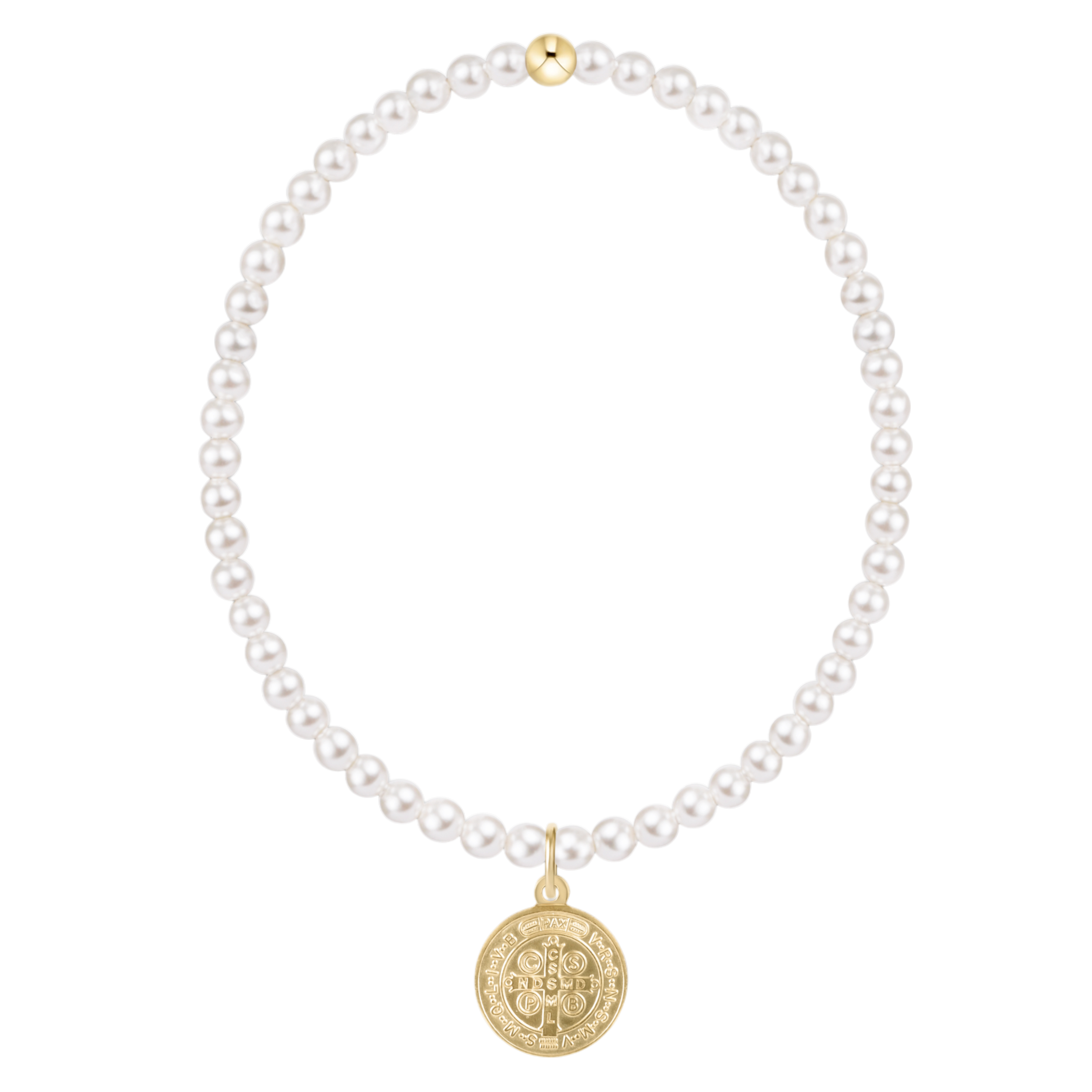 Classic Pearl 3mm Bracelet - Blessing Gold Disc