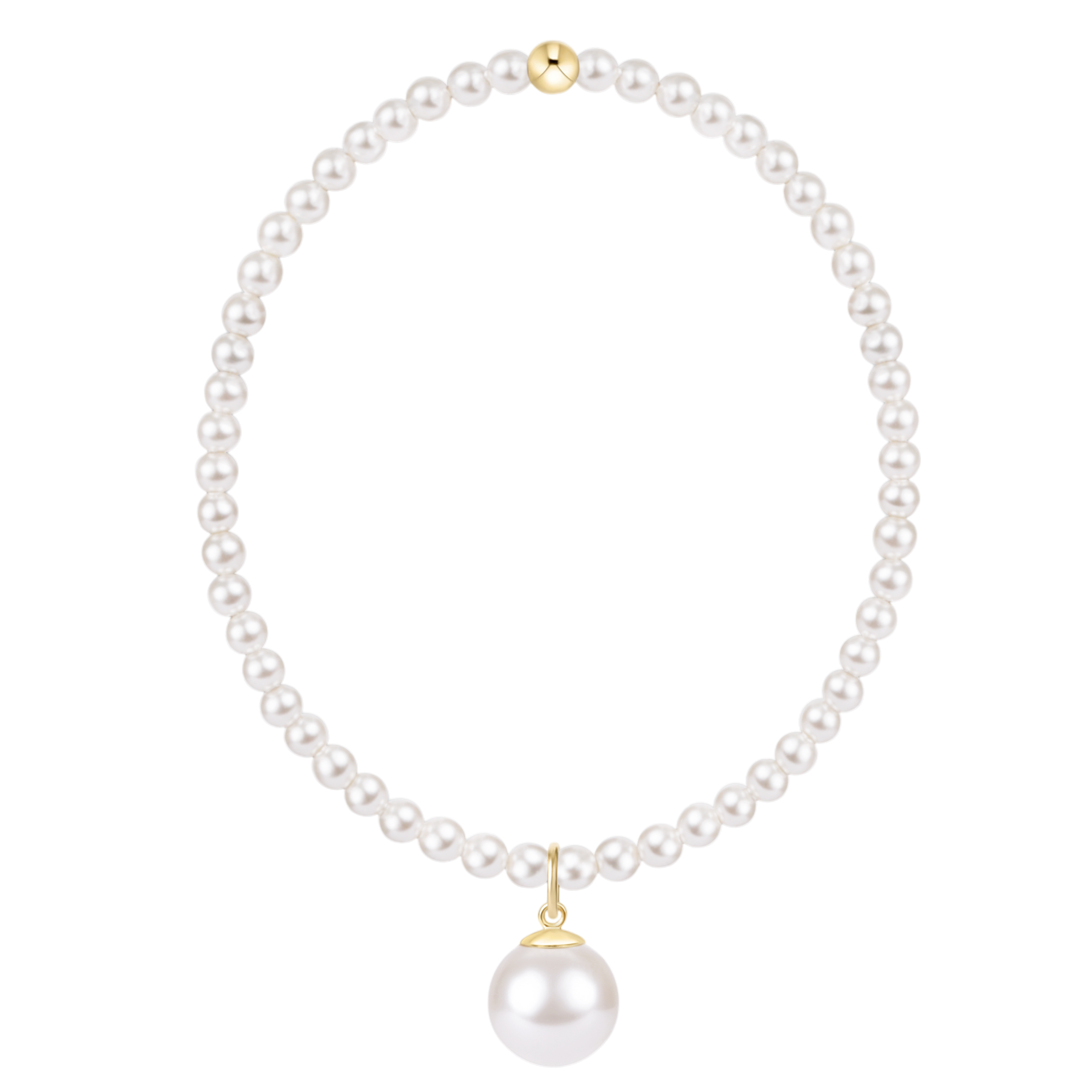 Classic Pearl 3mm Bracelet - Classic Pearl 10mm Charm