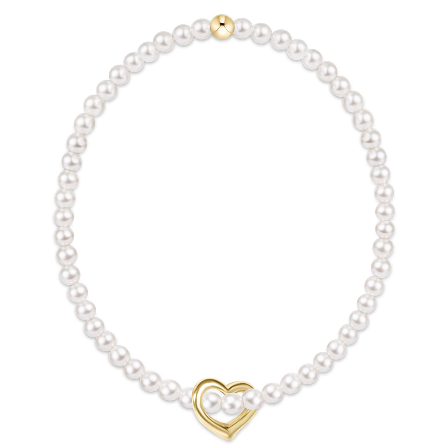 Classic Pearl 3mm Bracelet - Love Gold Charm