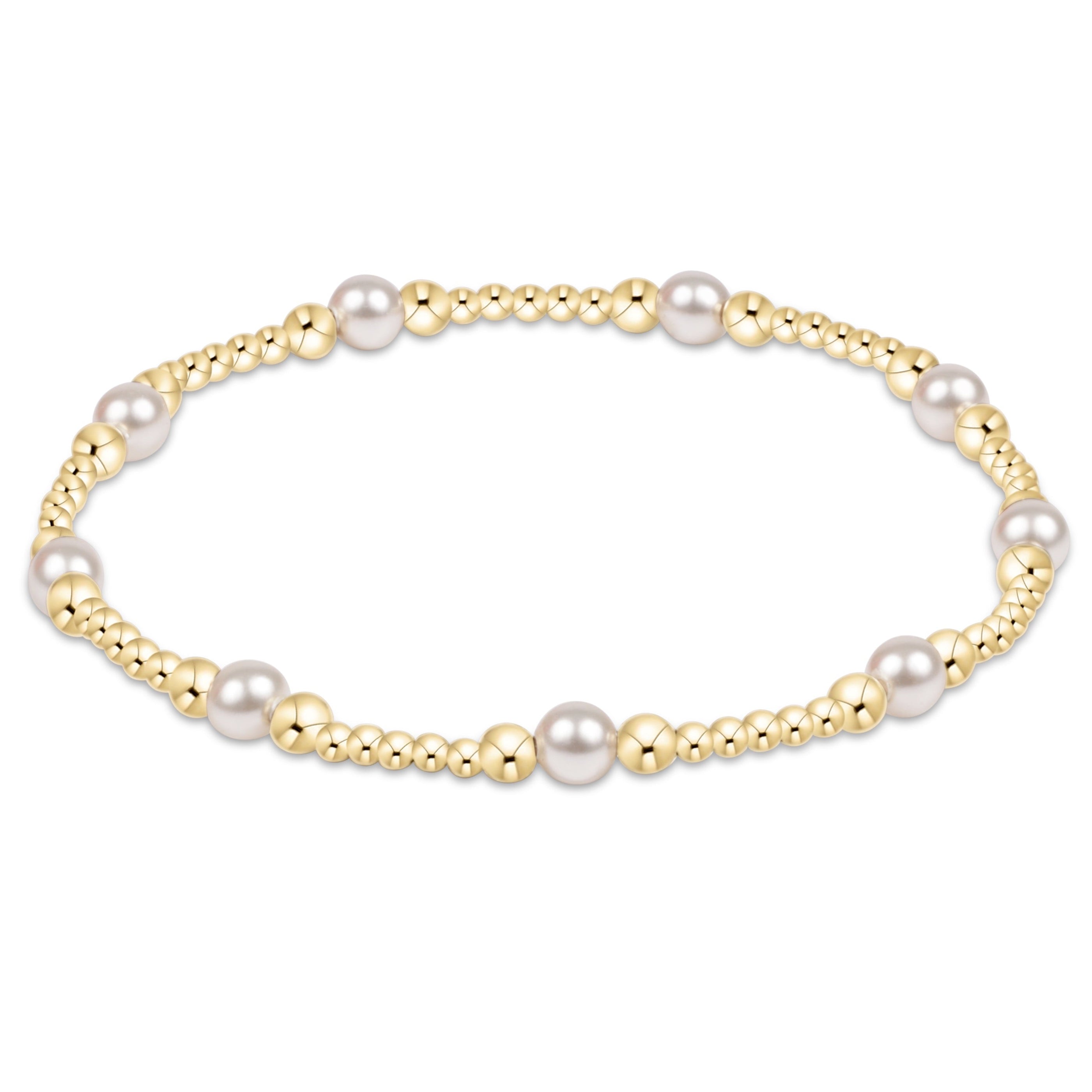 classic purpose pattern 4mm bead bracelet - pearl