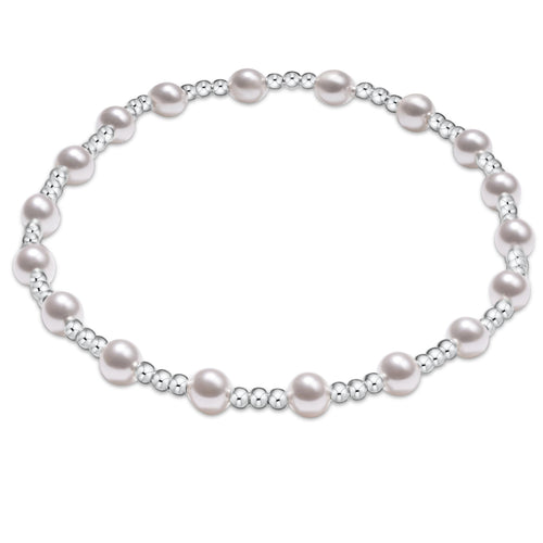 Classic Sincerity Pattern Sterling 4mm Bead Bracelet - Pearl